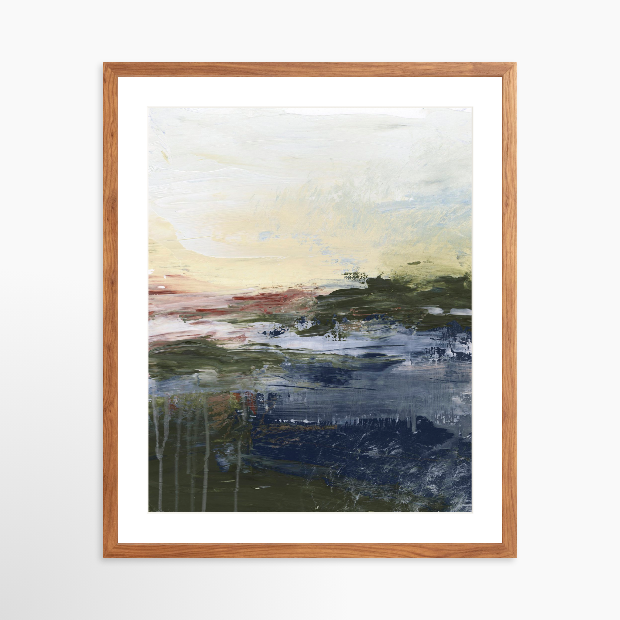 20x25 / Light Walnut Frame + White Mat