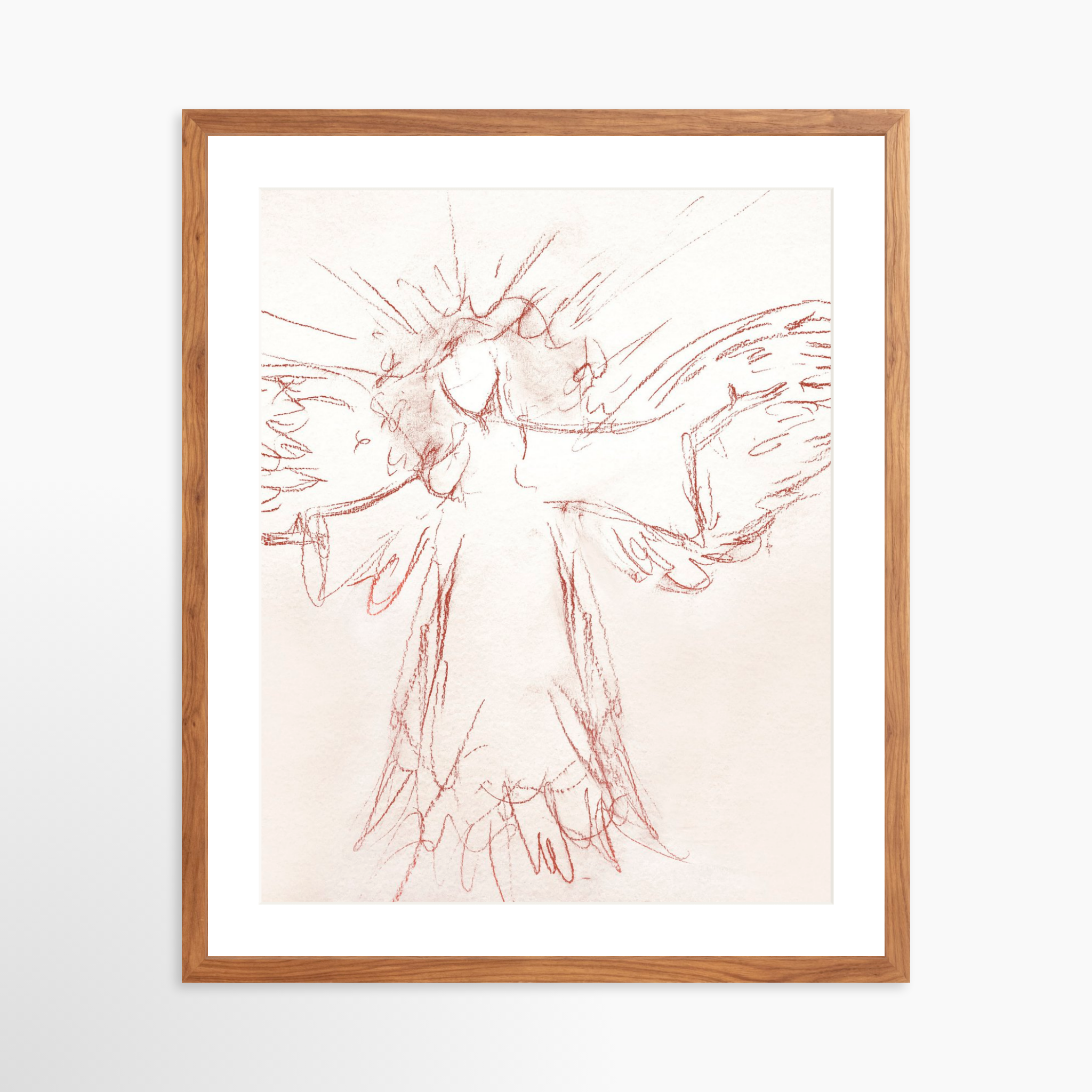 20x25 / Light Walnut Frame + White Mat