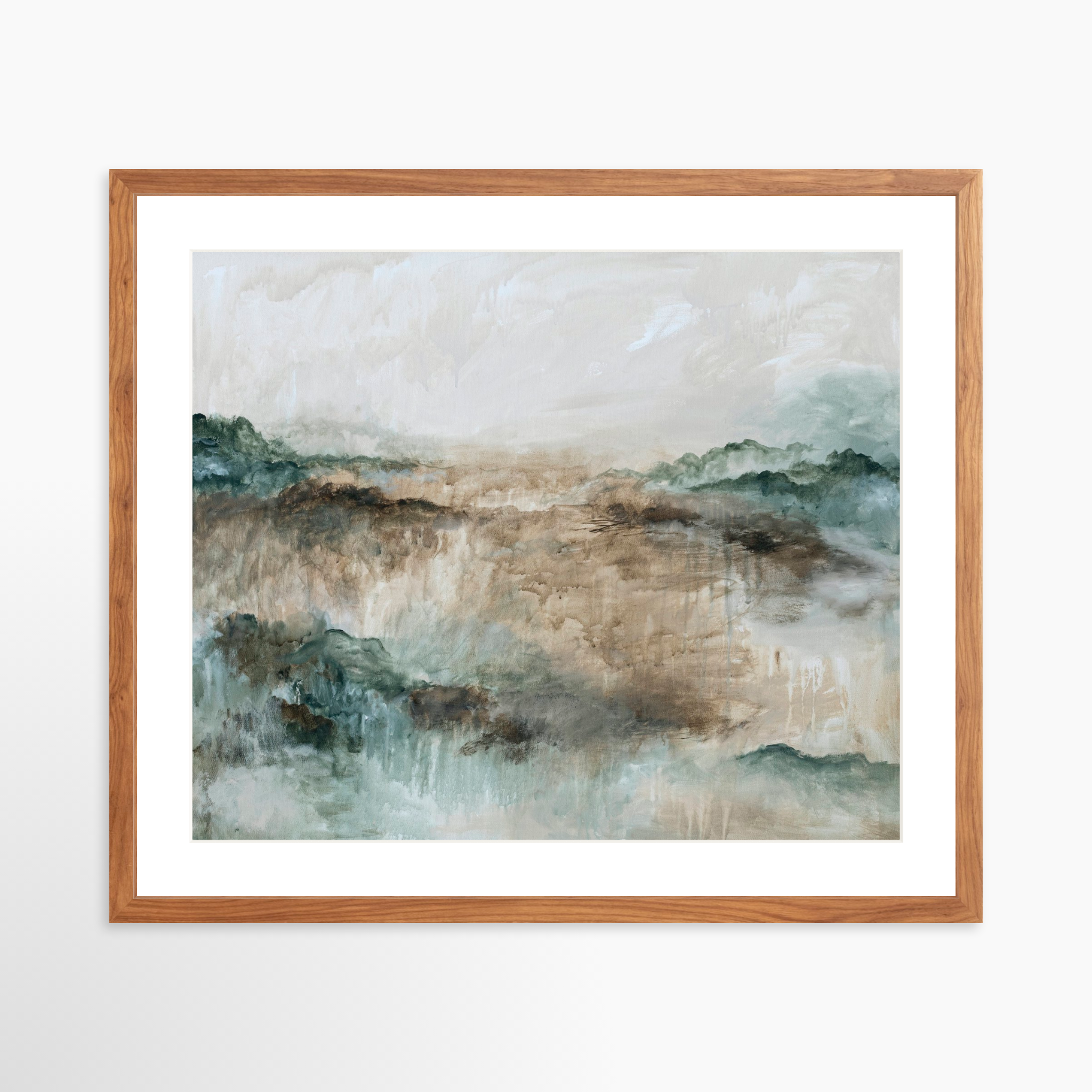 25x20 / Light Walnut Frame + White Mat