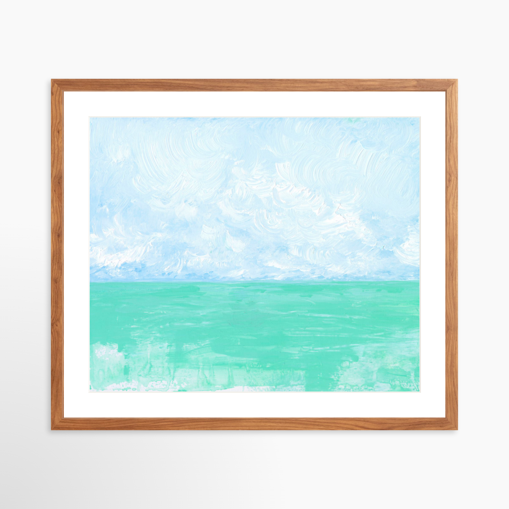 25x20 / Light Walnut Frame + White Mat