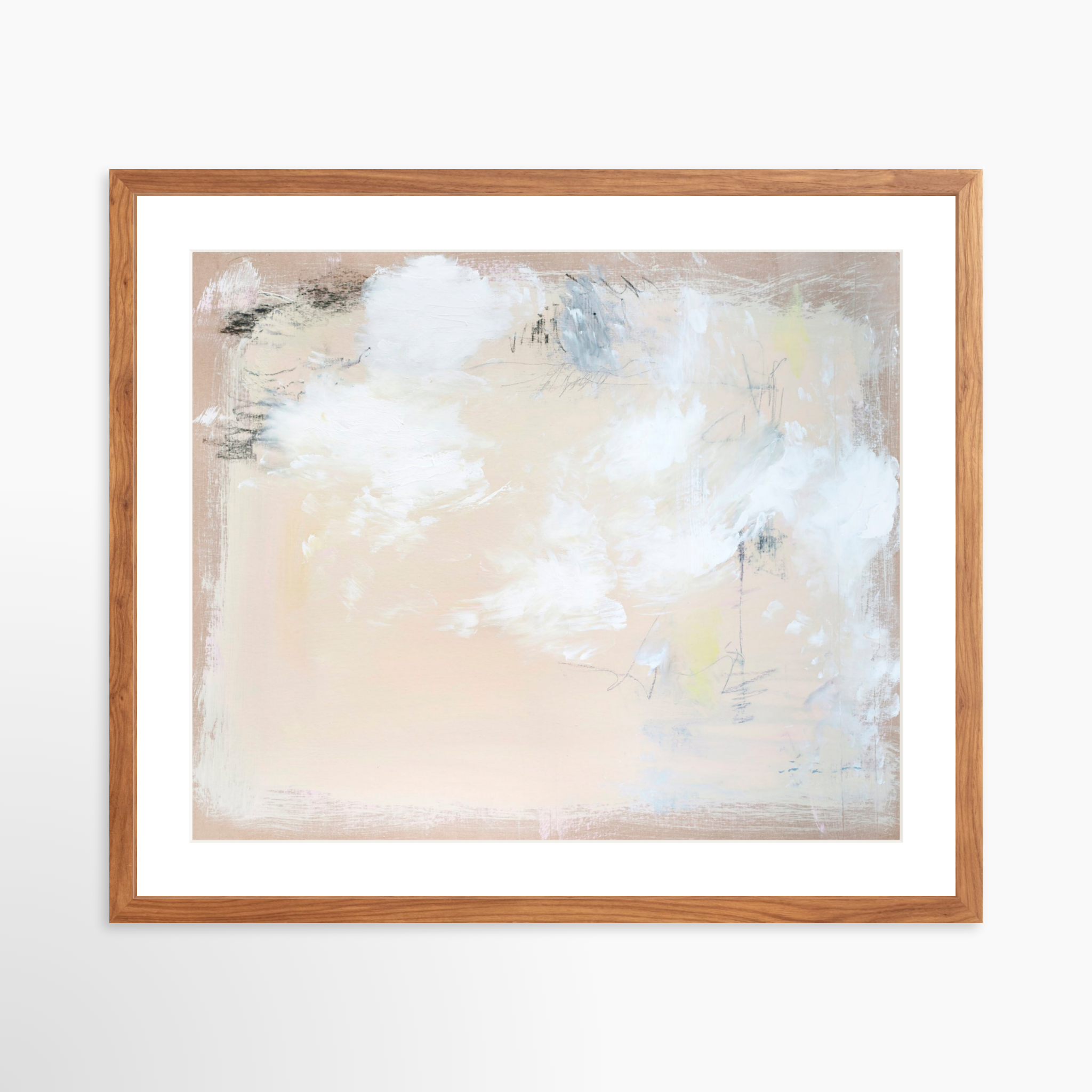 25x20 / Light Walnut Frame + White Mat