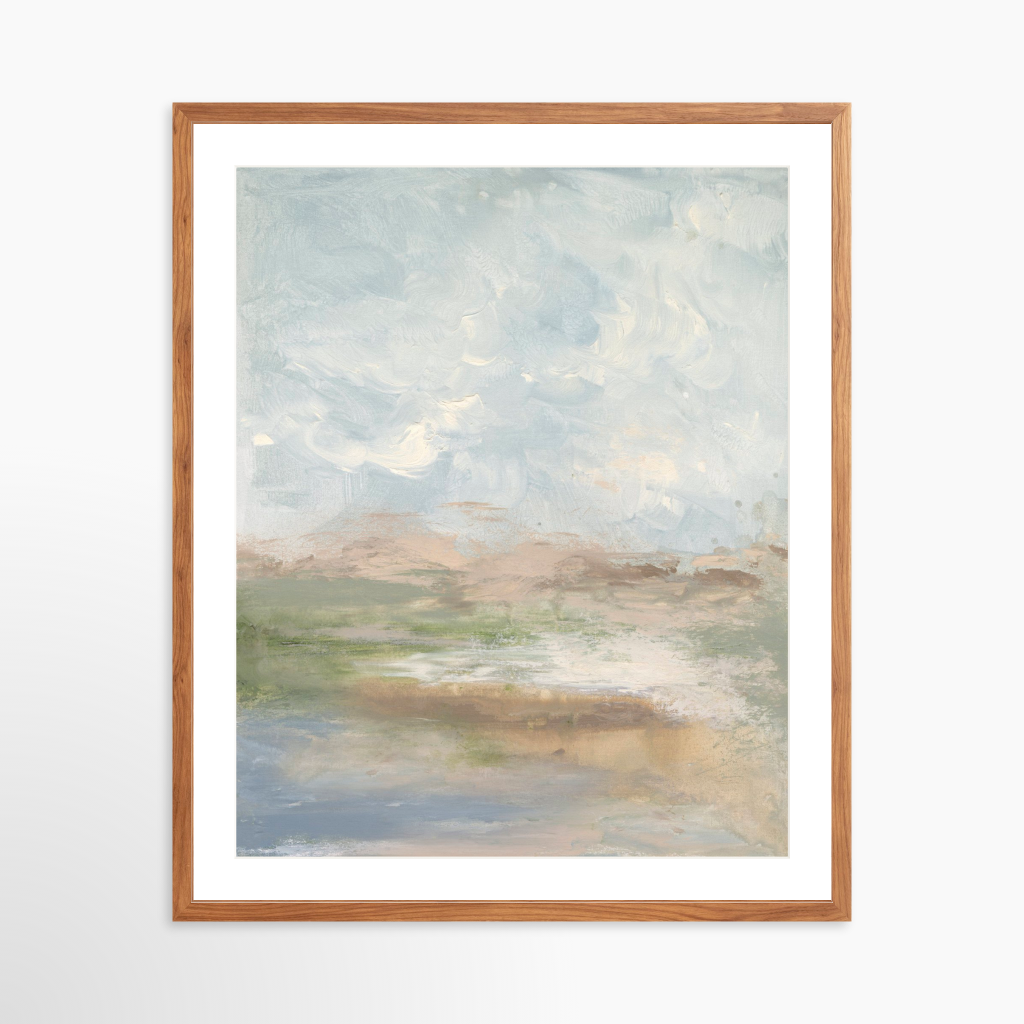 24x30 / Light Walnut Frame + White Mat