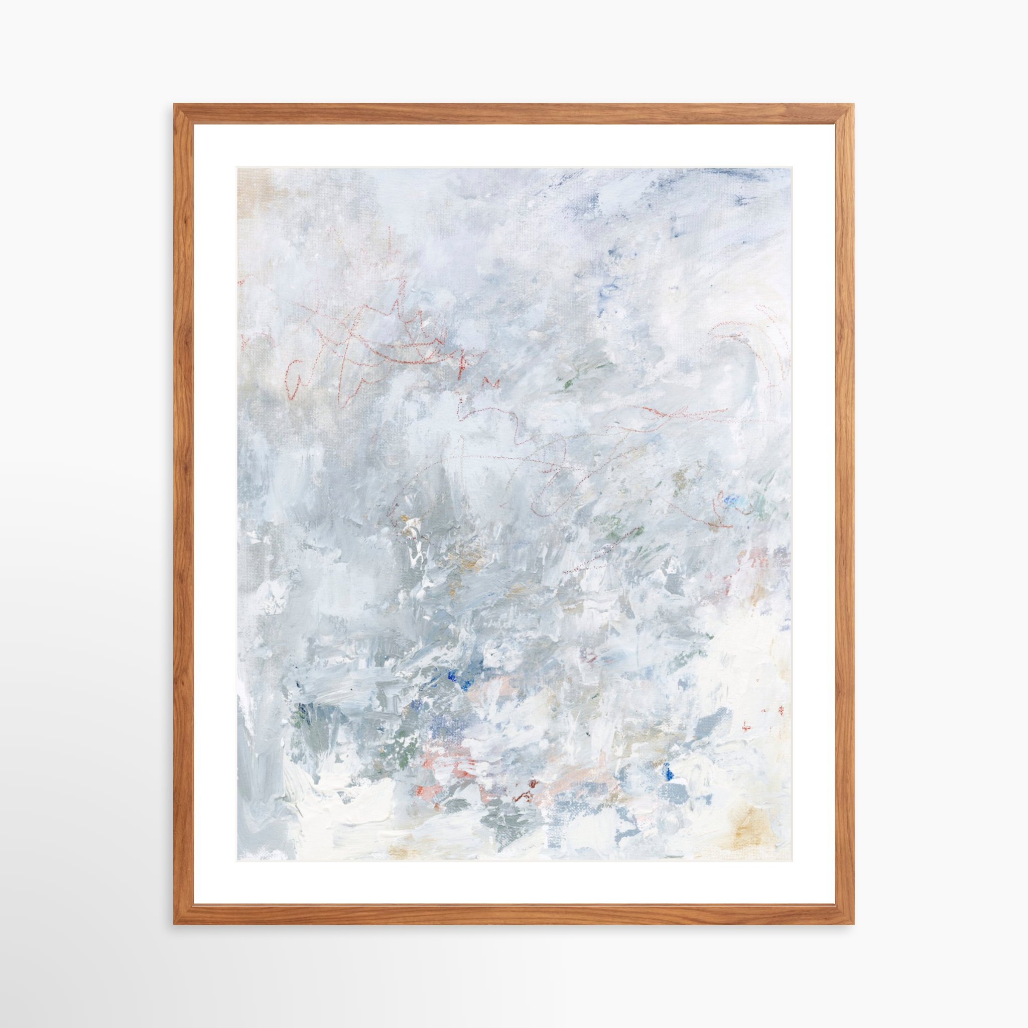 24x30 / Light Walnut Frame + White Mat