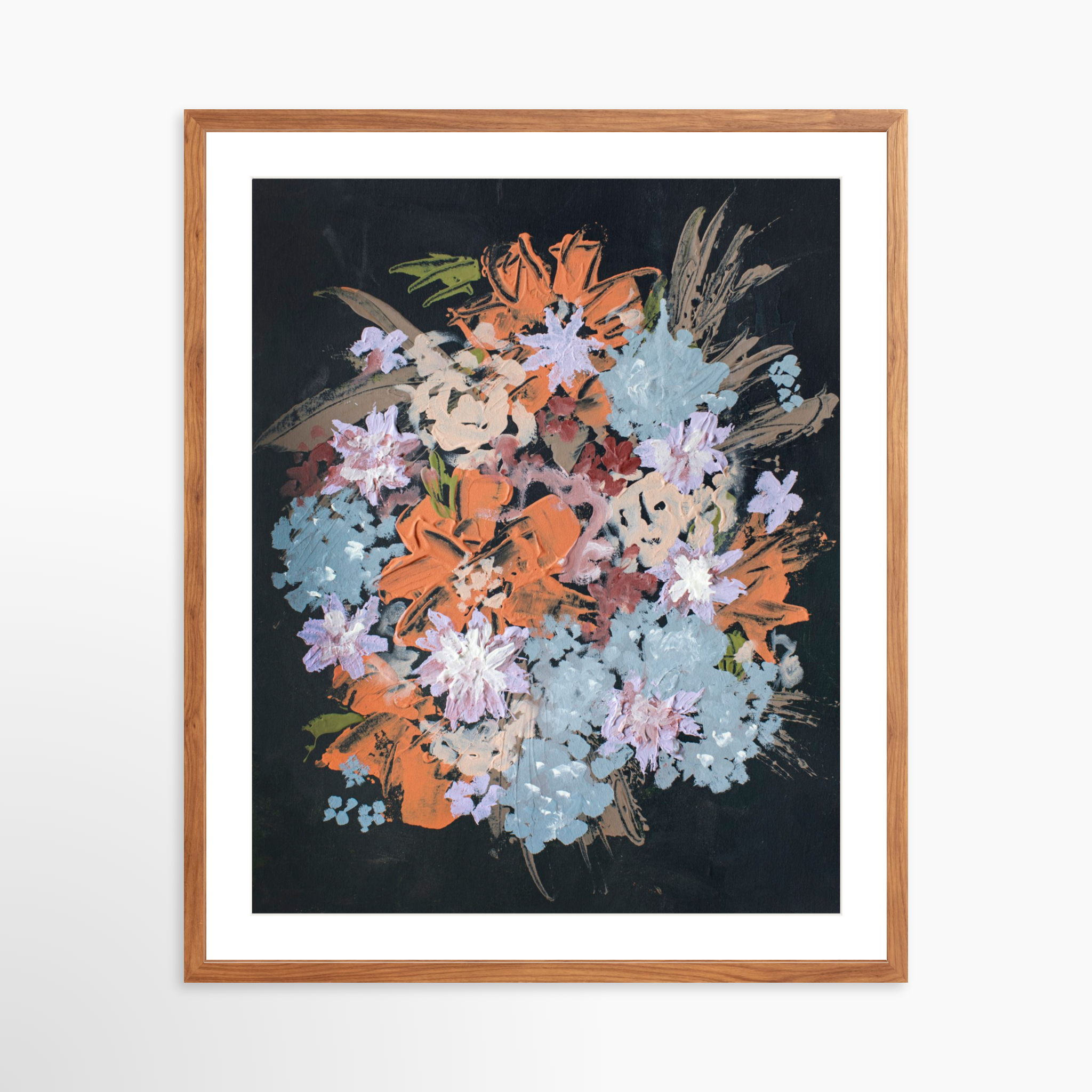 24x30 / Light Walnut Frame + White Mat