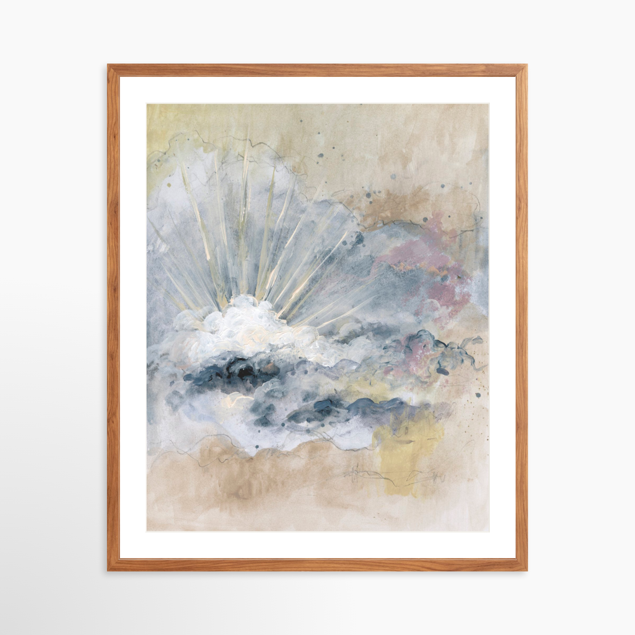 24x30 / Light Walnut Frame + White Mat