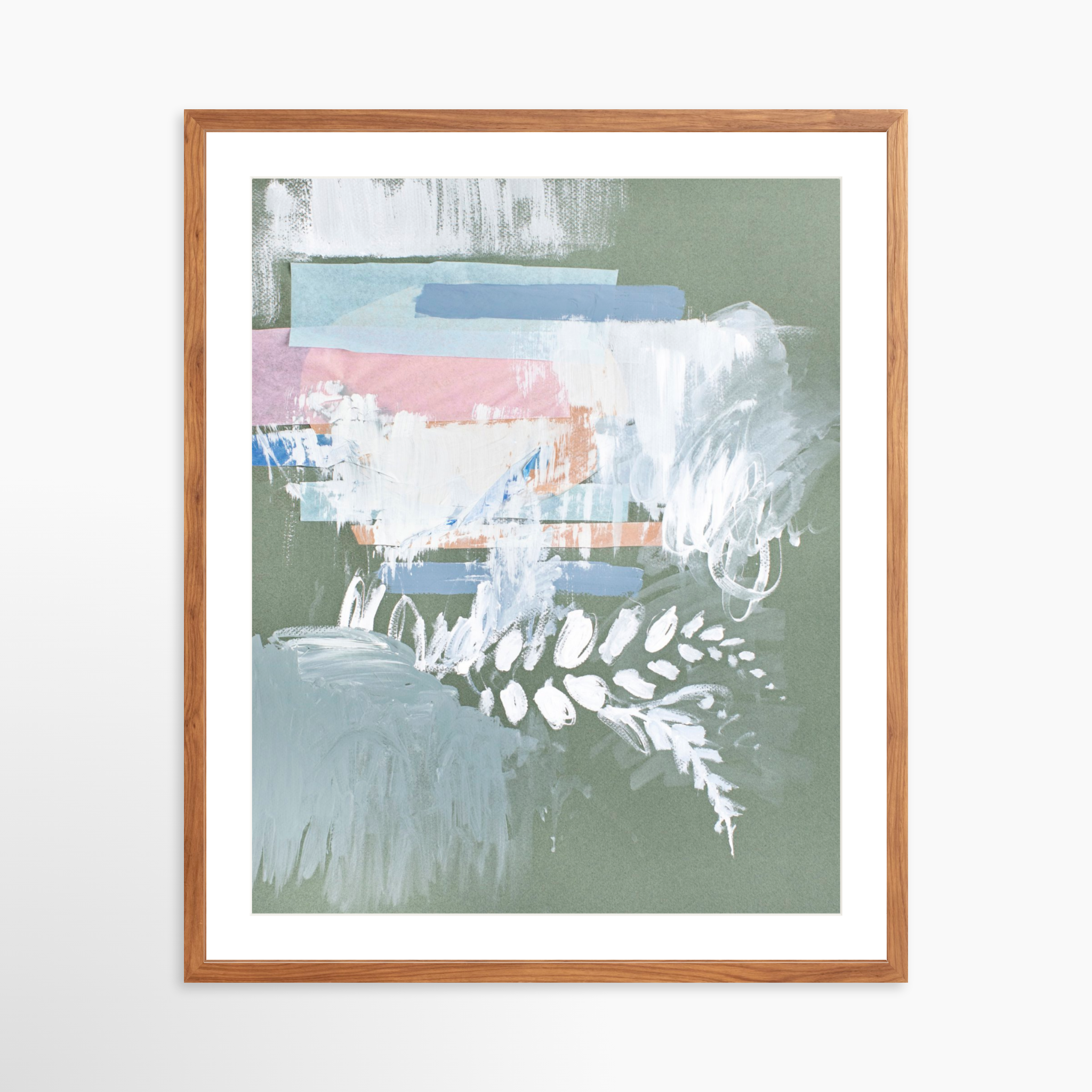 24x30 / Light Walnut Frame + White Mat