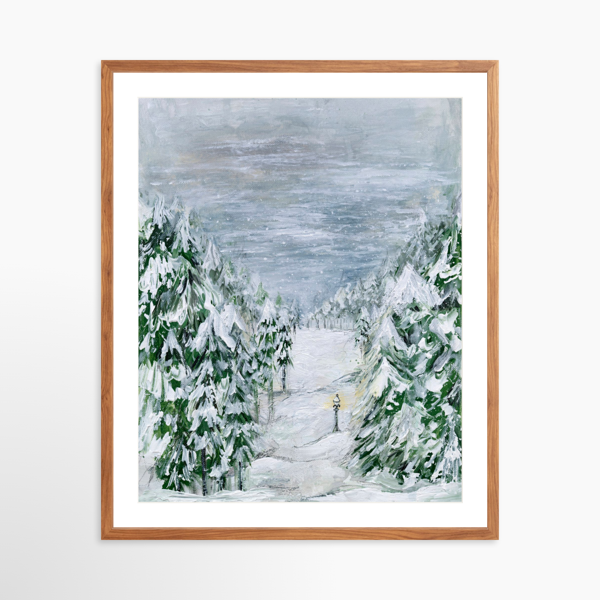 24x30 / Light Walnut Frame + White Mat