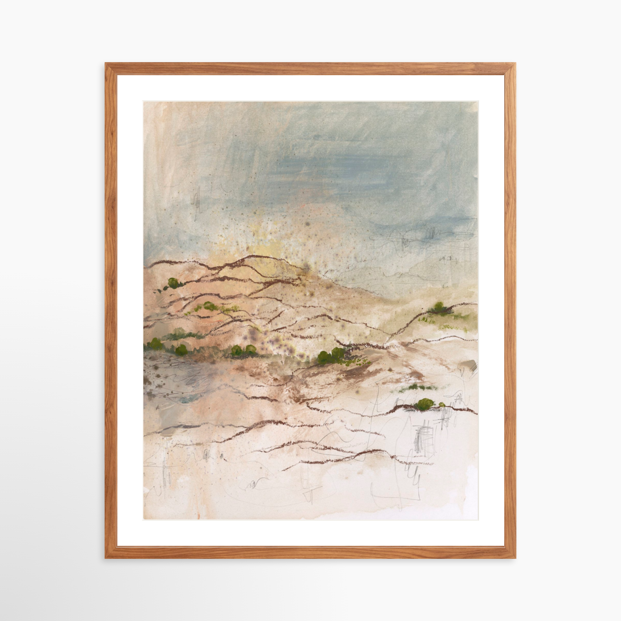 24x30 / Light Walnut Frame + White Mat