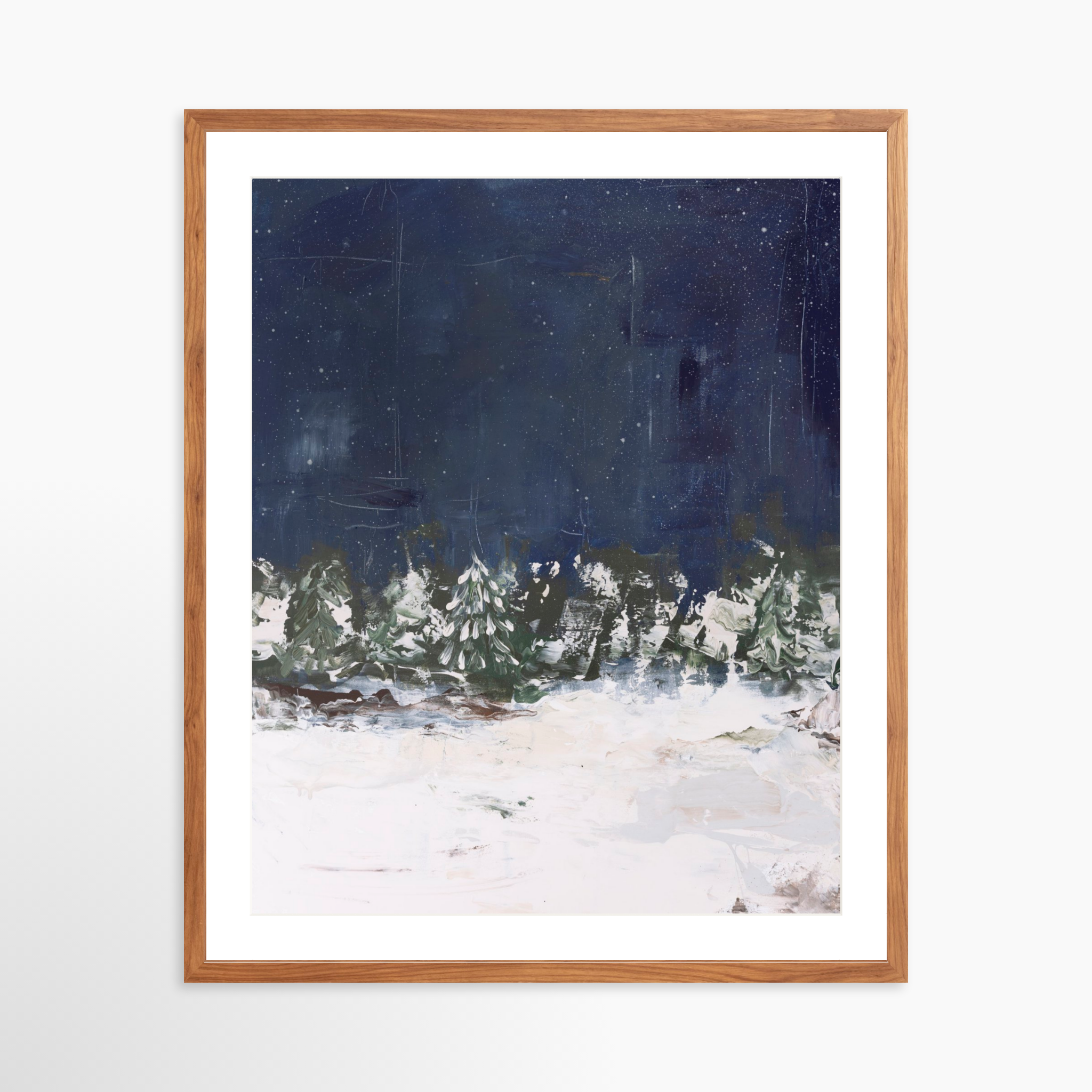 24x30 / Light Walnut Frame + White Mat