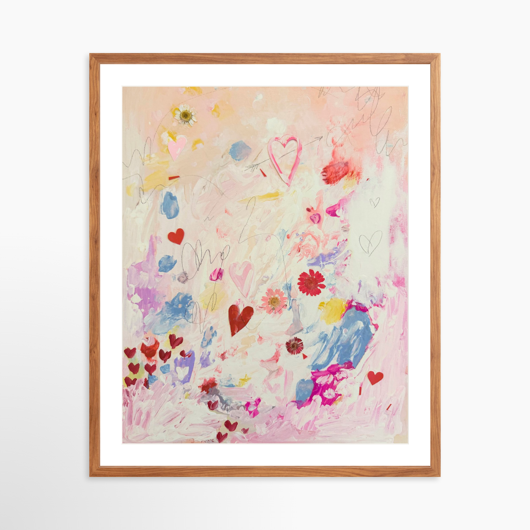 24x30 / Light Walnut Frame + White Mat