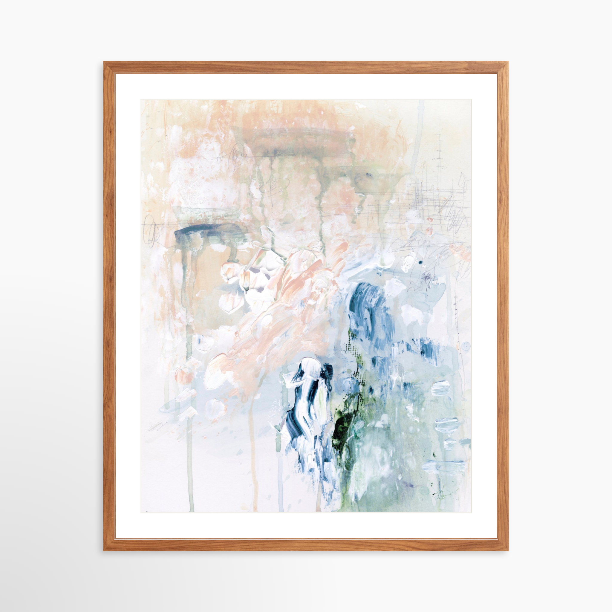 24x30 / Light Walnut Frame + White Mat