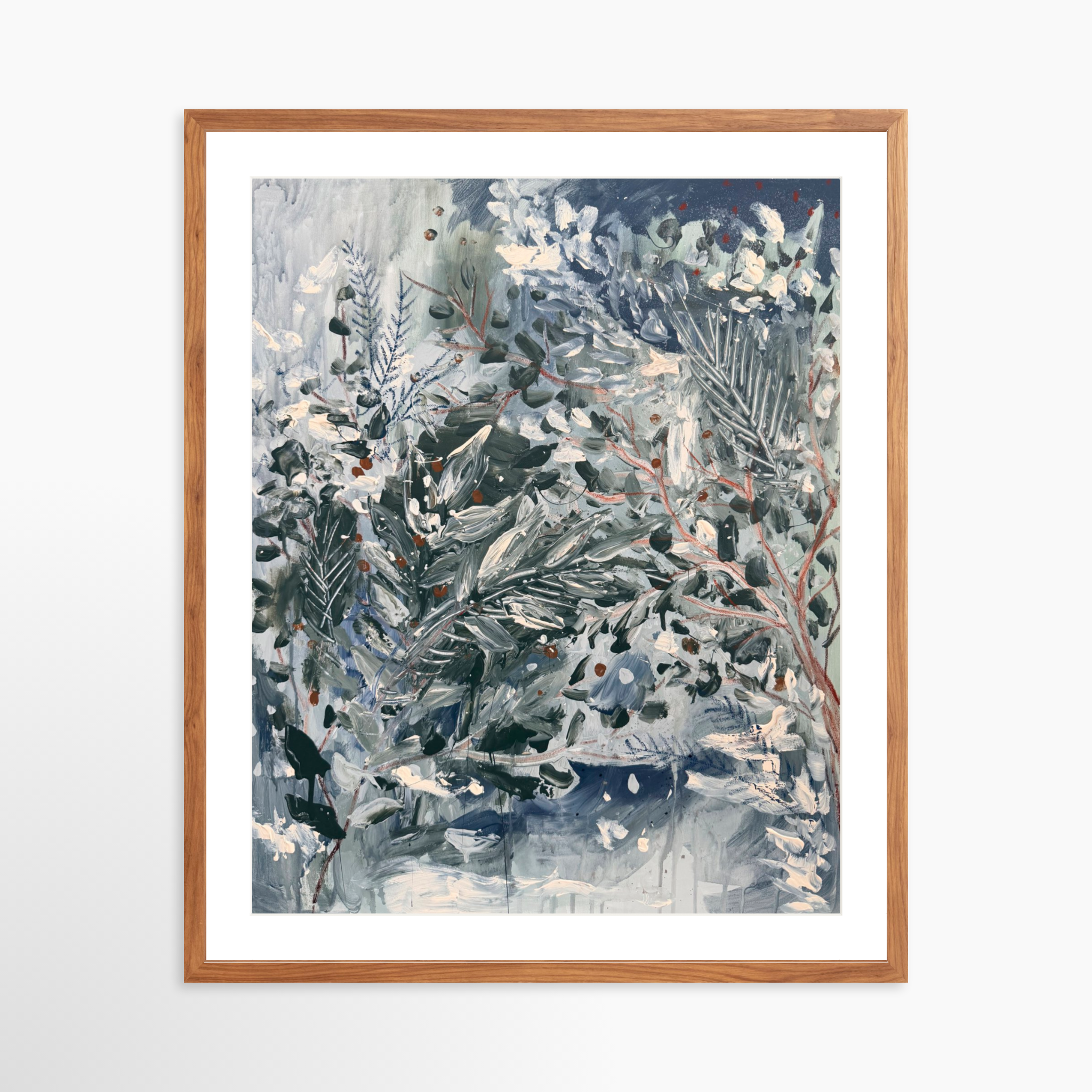 24x30 / Light Walnut Frame + White Mat