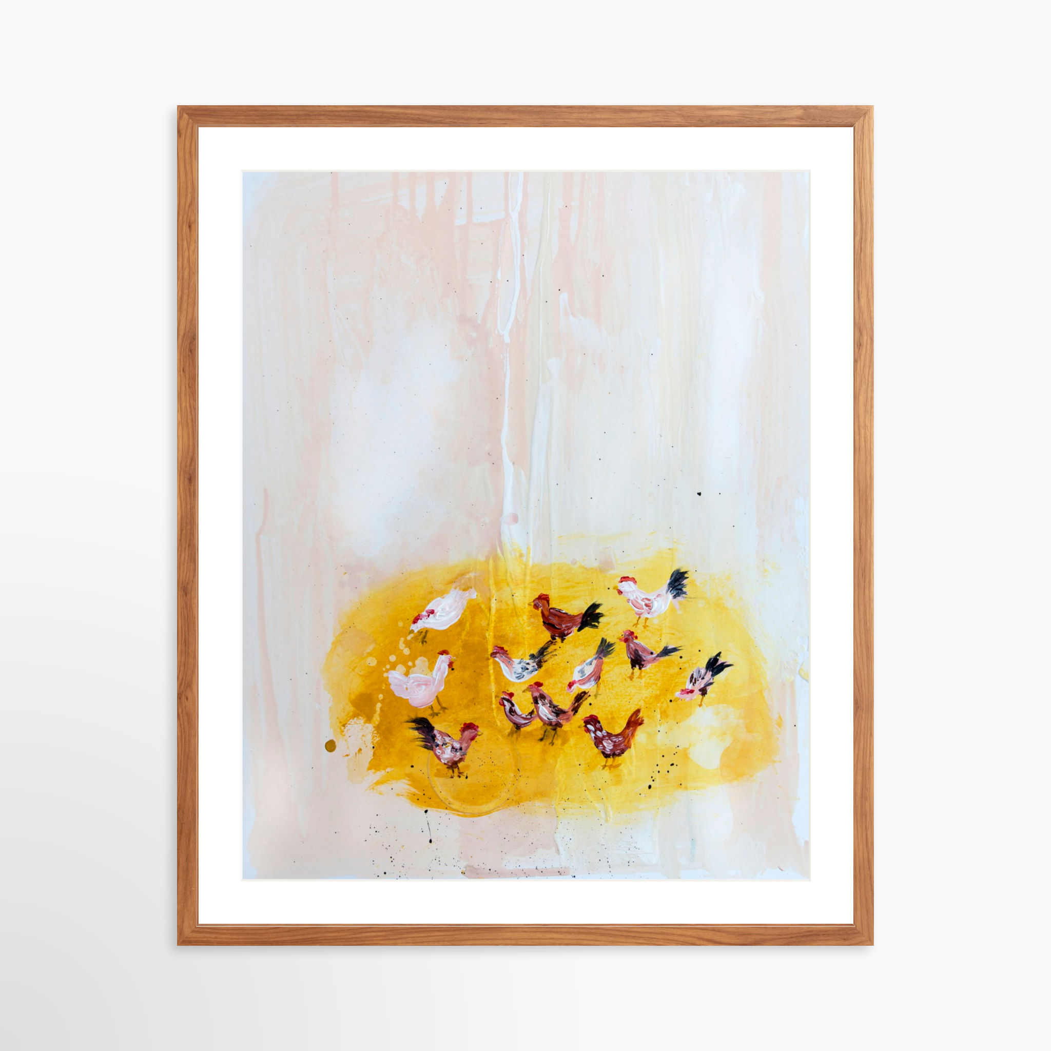 24x30 / Light Walnut Frame + White Mat