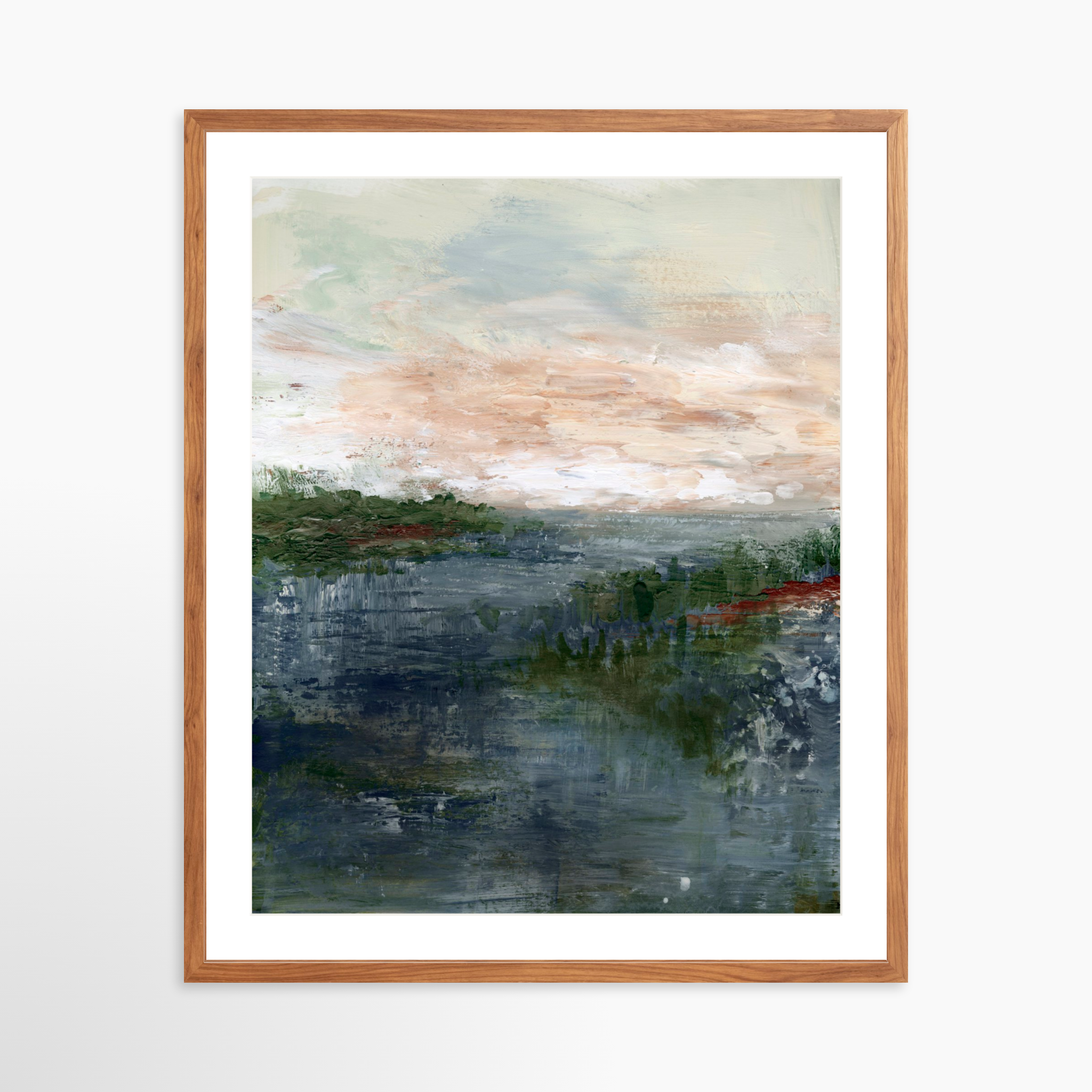 24x30 / Light Walnut Frame + White Mat