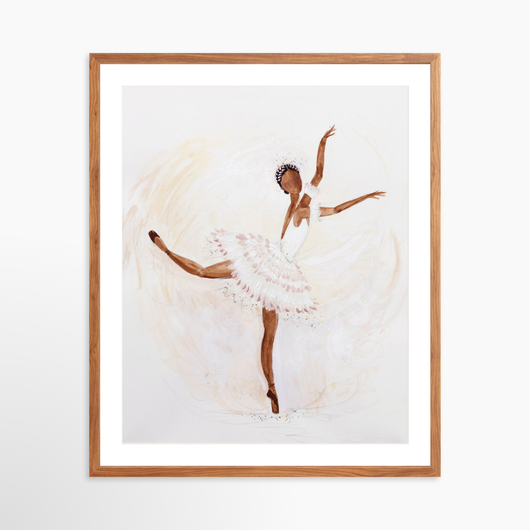 24x30 / Light Walnut Frame + White Mat