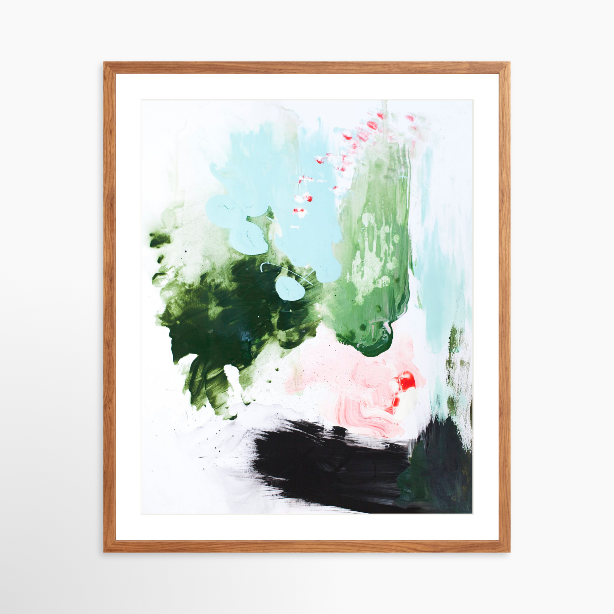 24x30 / Light Walnut Frame + White Mat