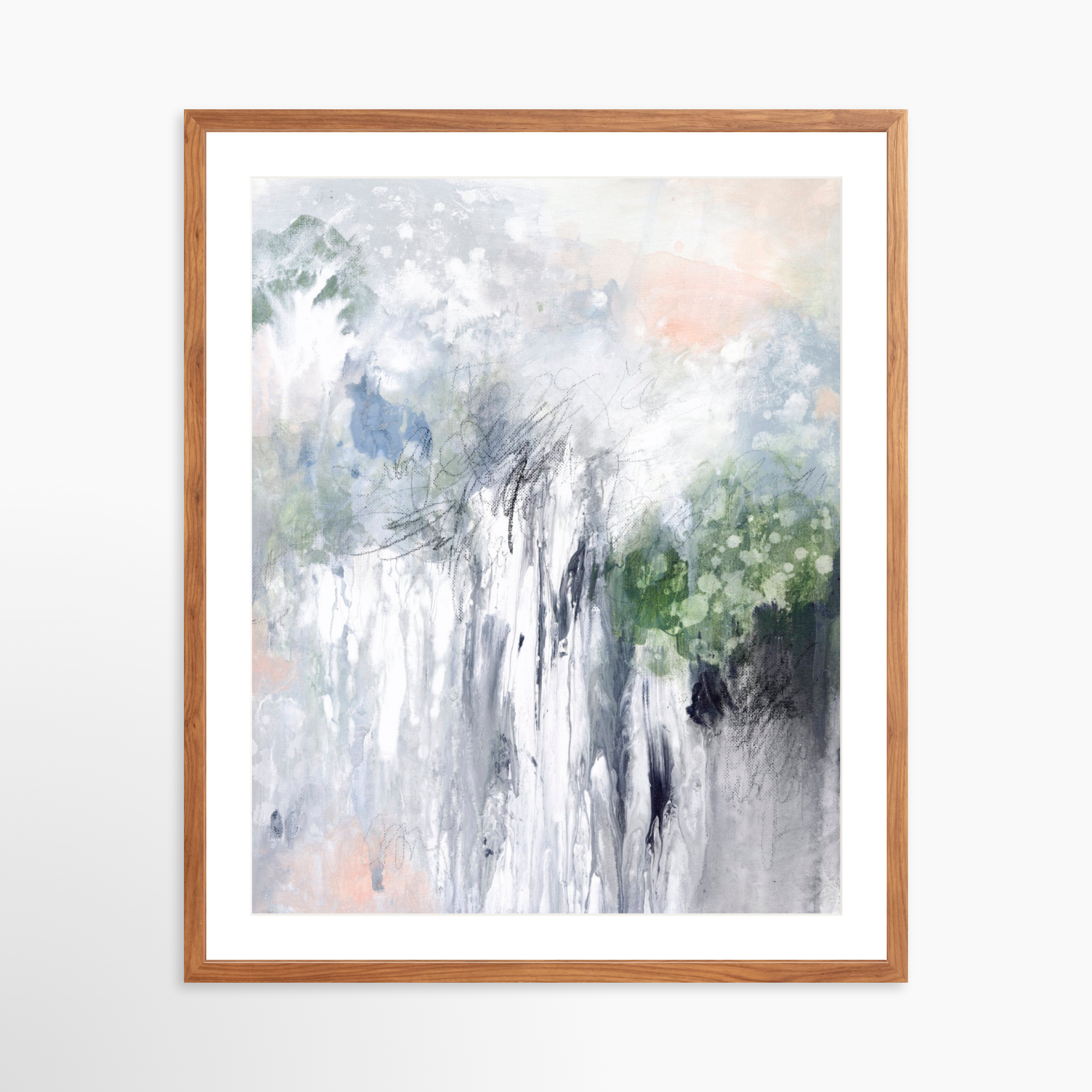 24x30 / Light Walnut Frame + White Mat