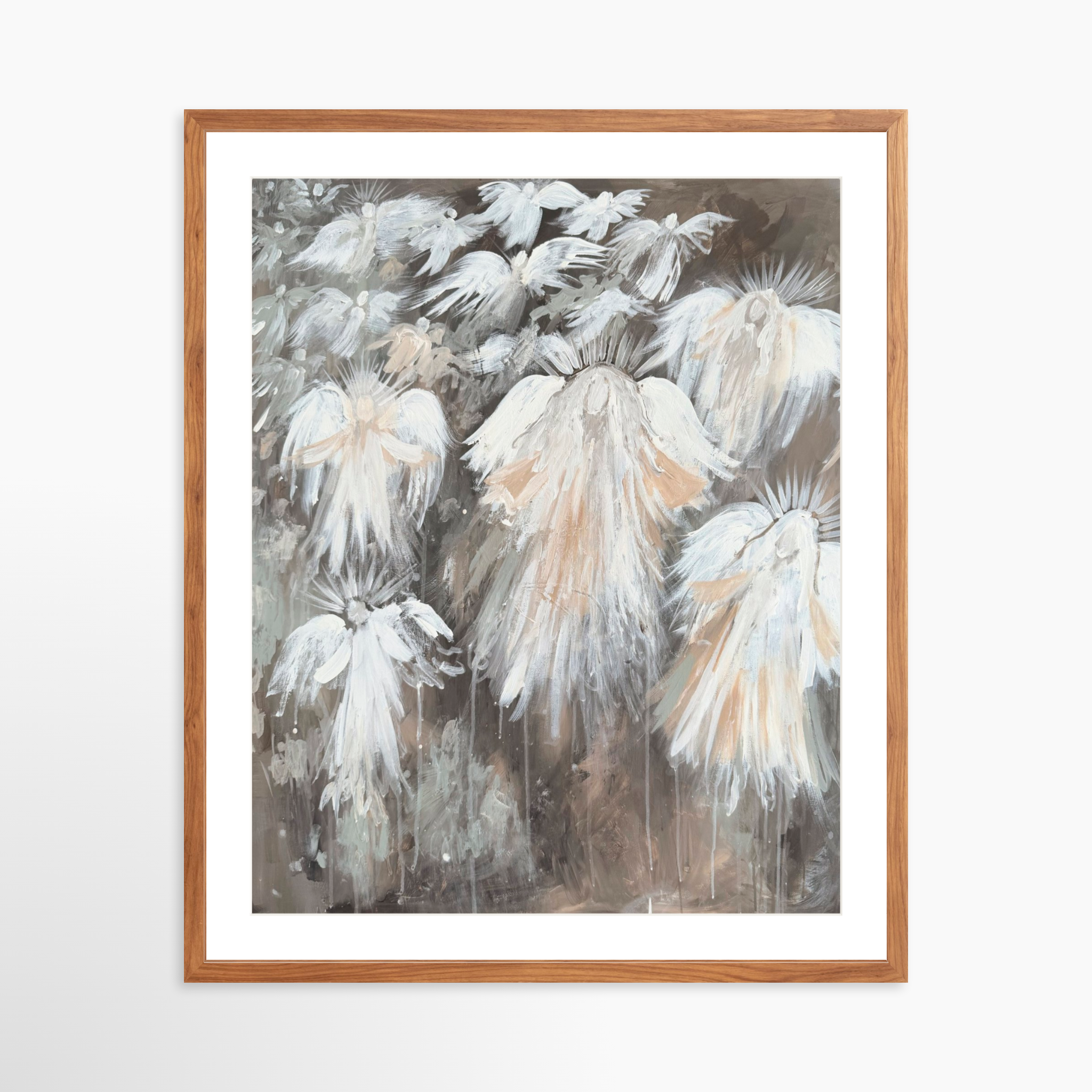 24x30 / Light Walnut Frame + White Mat