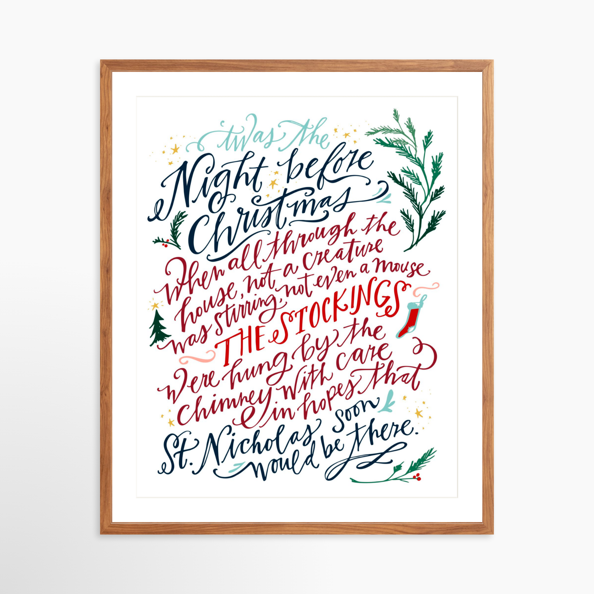 24x30 / Light Walnut Frame + White Mat