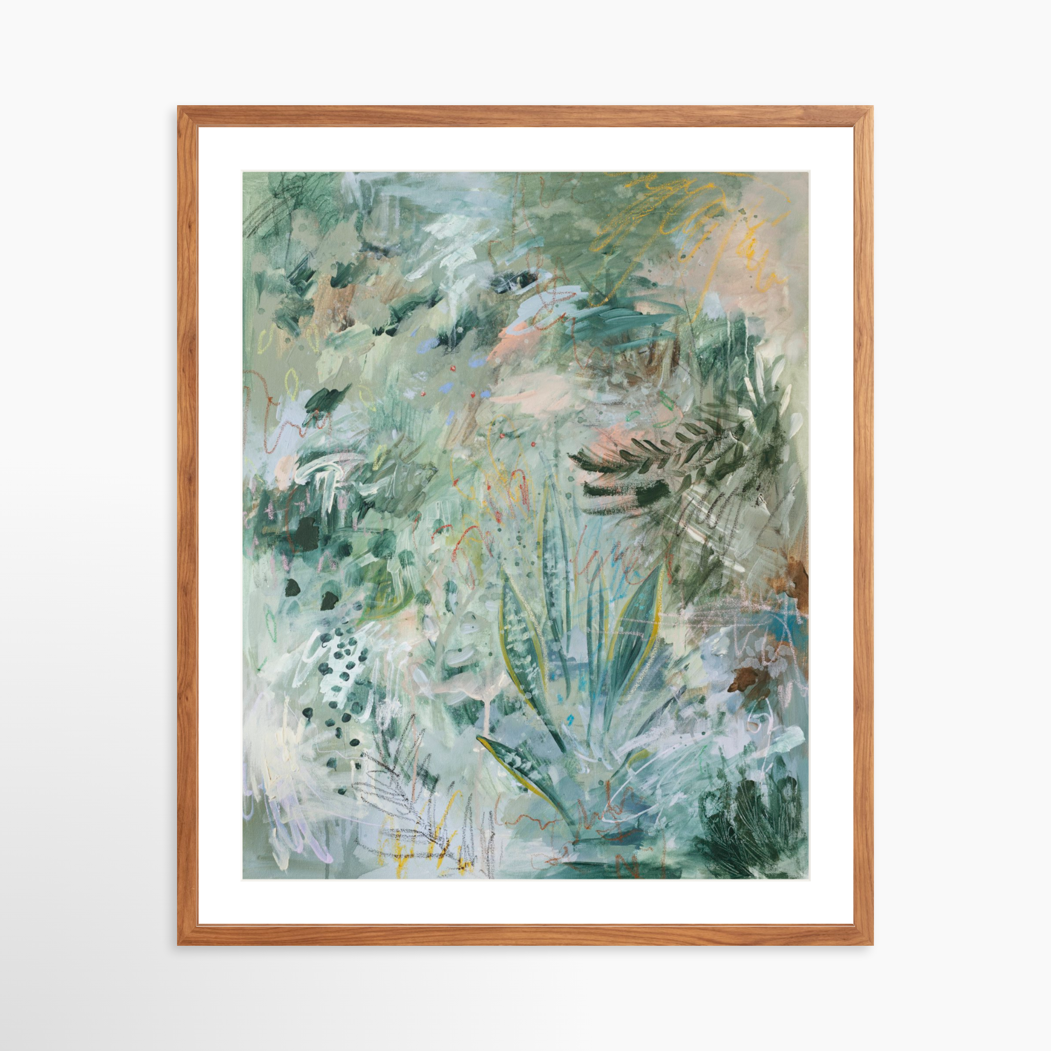 24x30 / Light Walnut Frame + White Mat