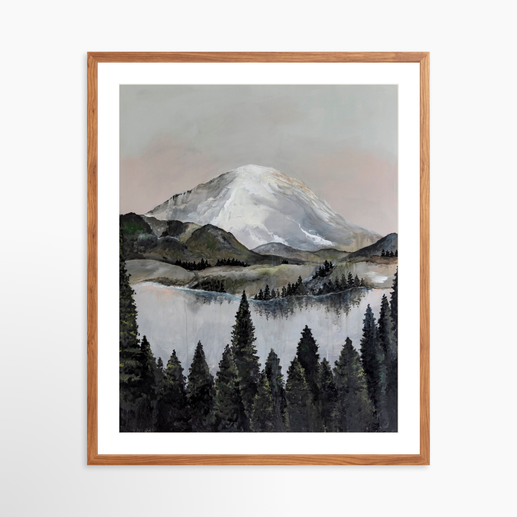 24x30 / Light Walnut Frame + White Mat