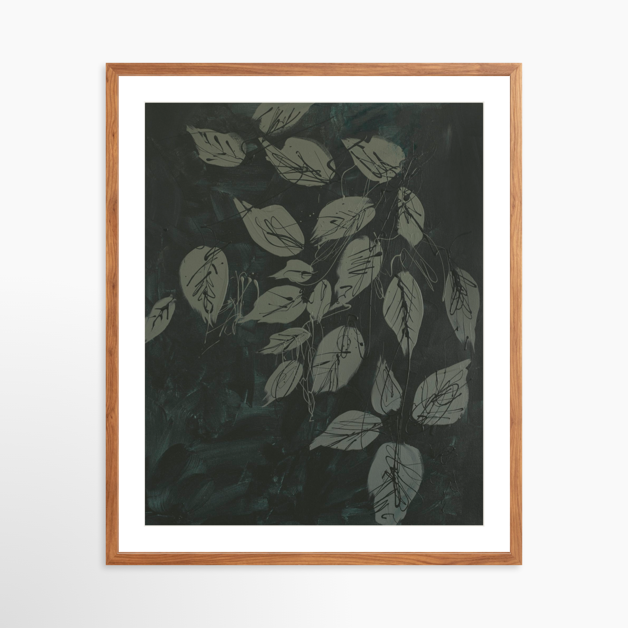 24x30 / Light Walnut Frame + White Mat