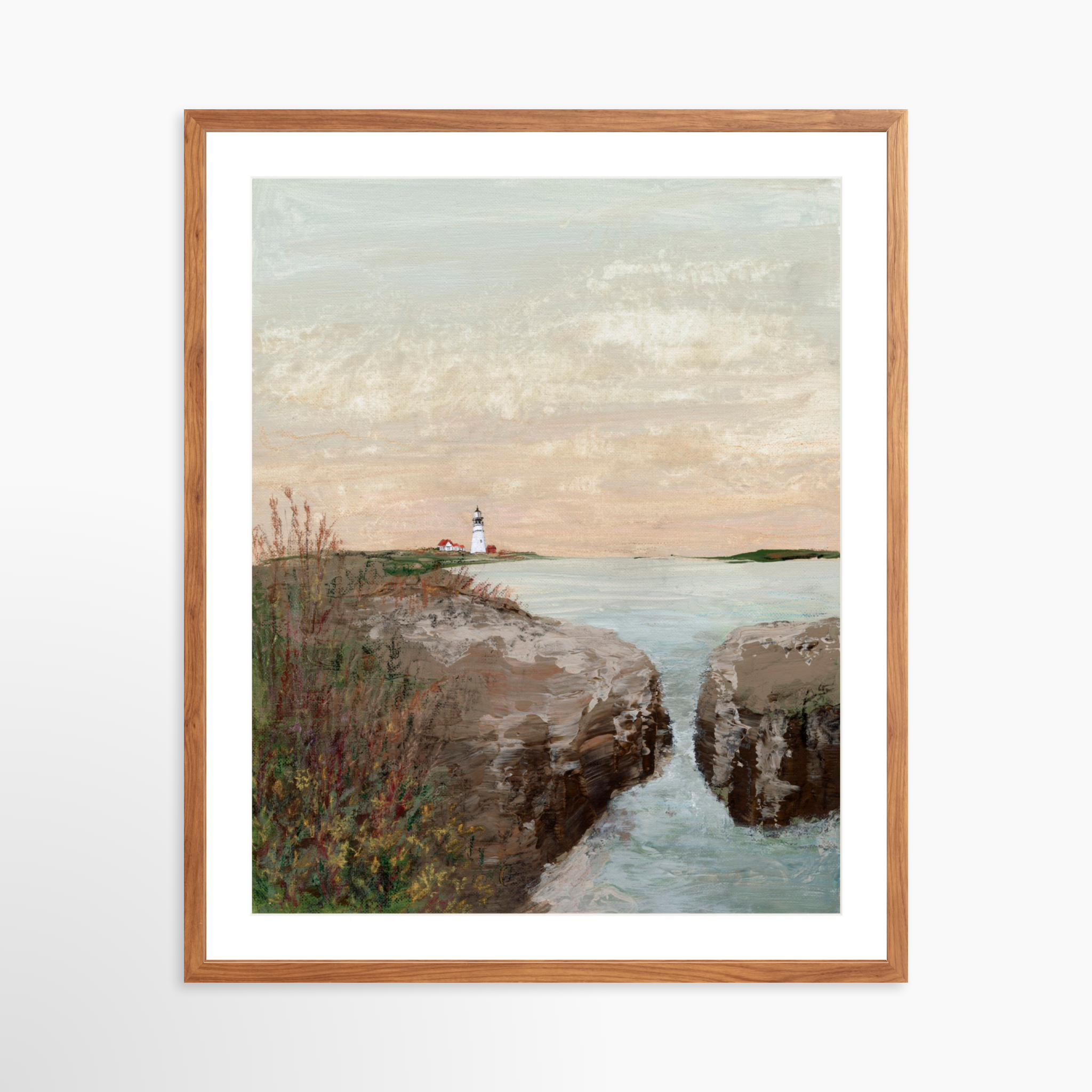24x30 / Light Walnut Frame + White Mat