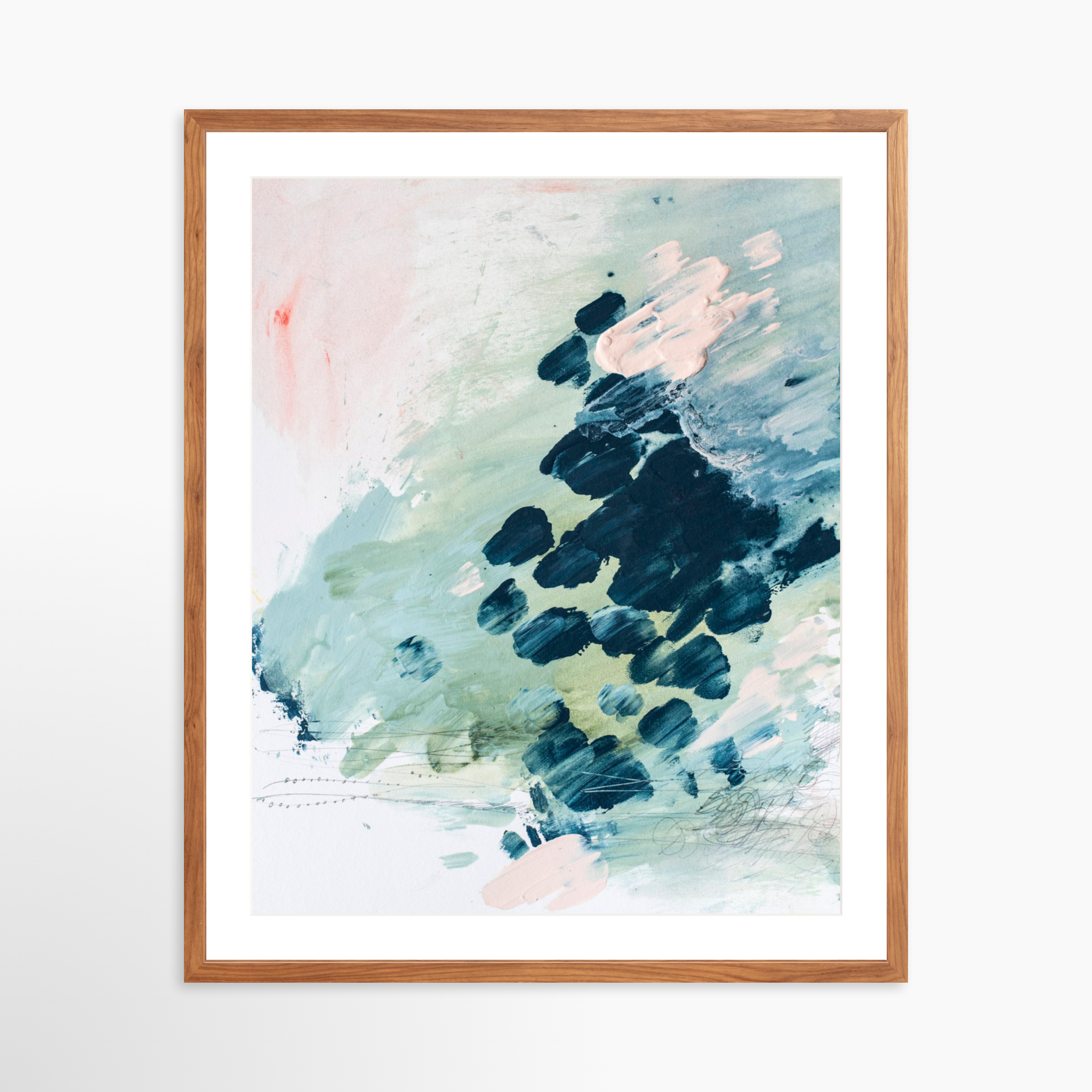 24x30 / Light Walnut Frame + White Mat