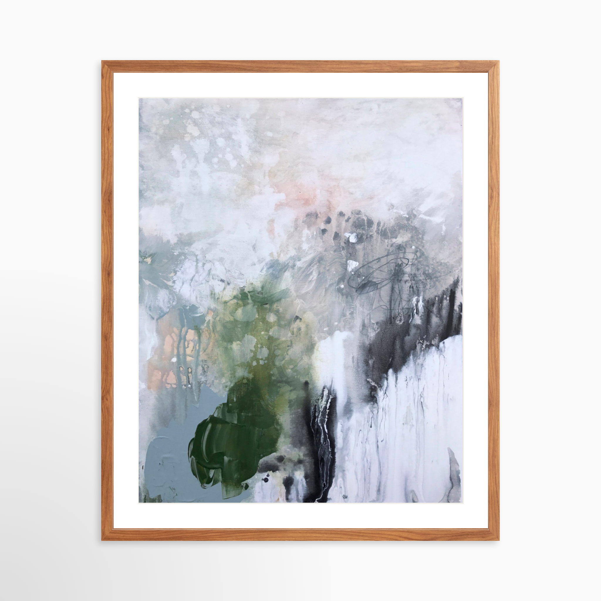 24x30 / Light Walnut Frame + White Mat