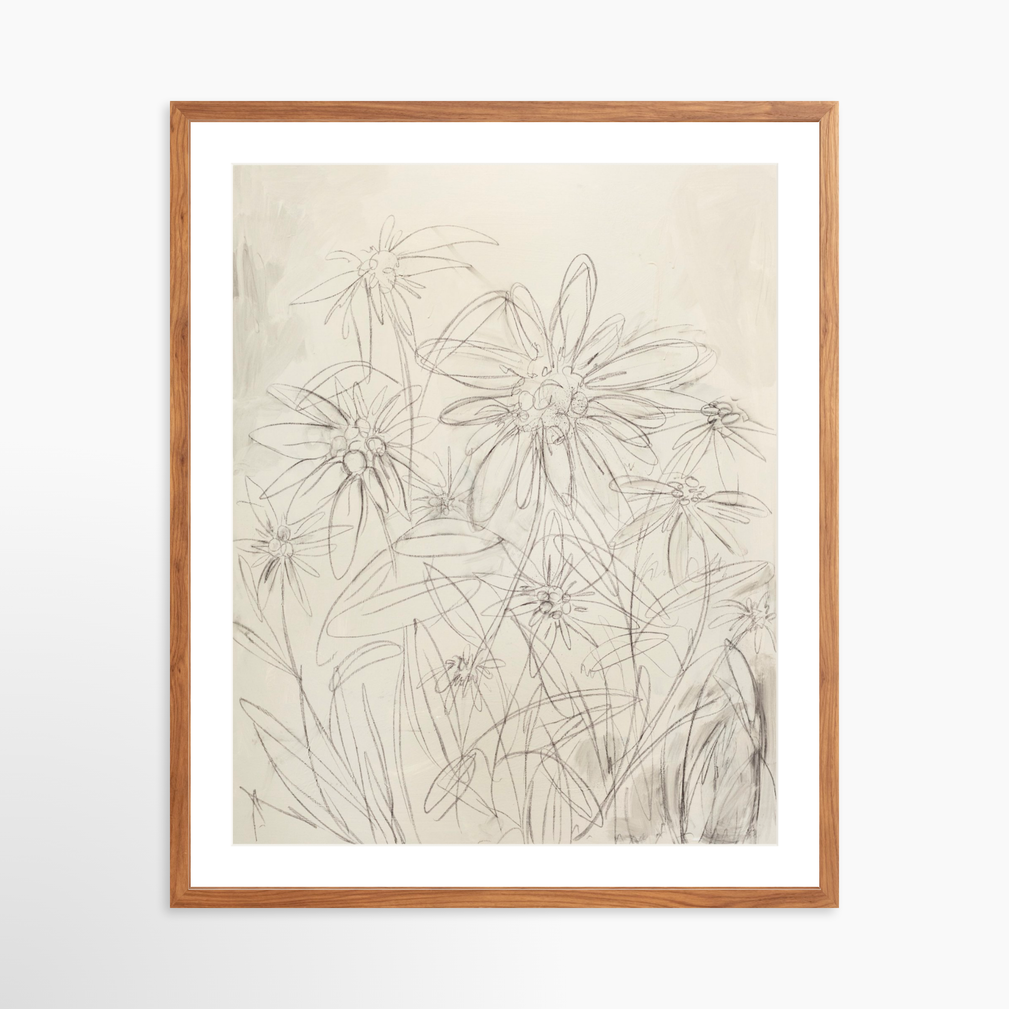 24x30 / Light Walnut Frame + White Mat