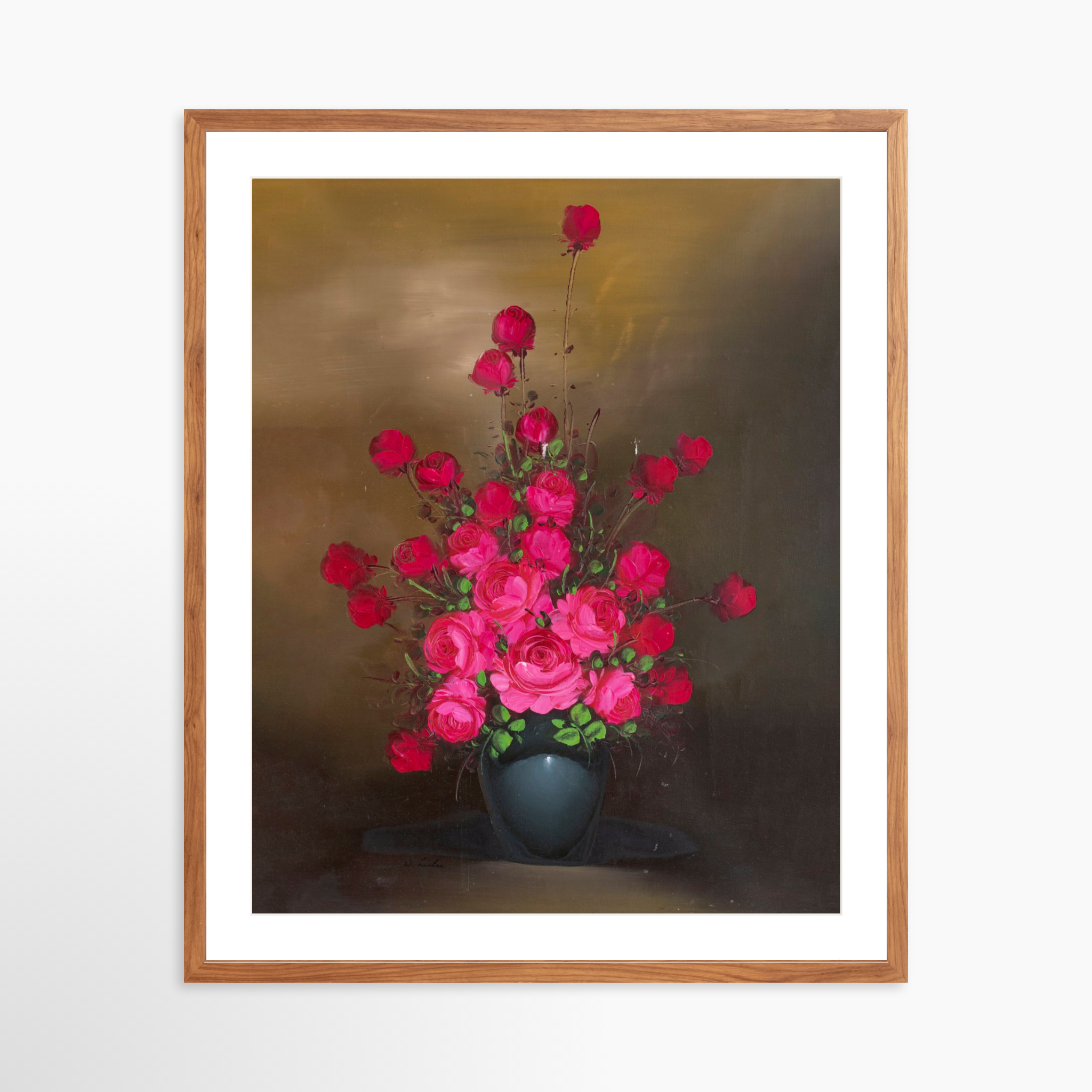 24x30 / Light Walnut Frame + White Mat