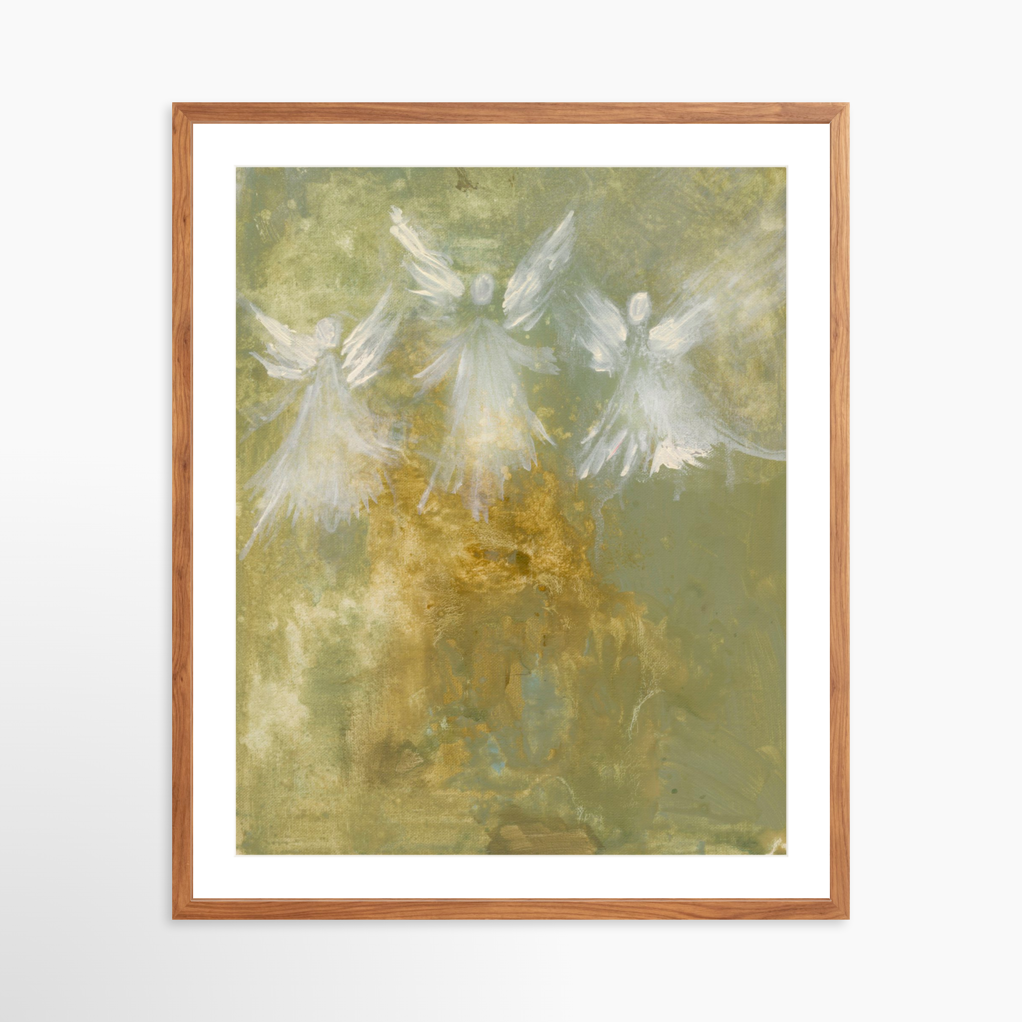 24x30 / Light Walnut Frame + White Mat