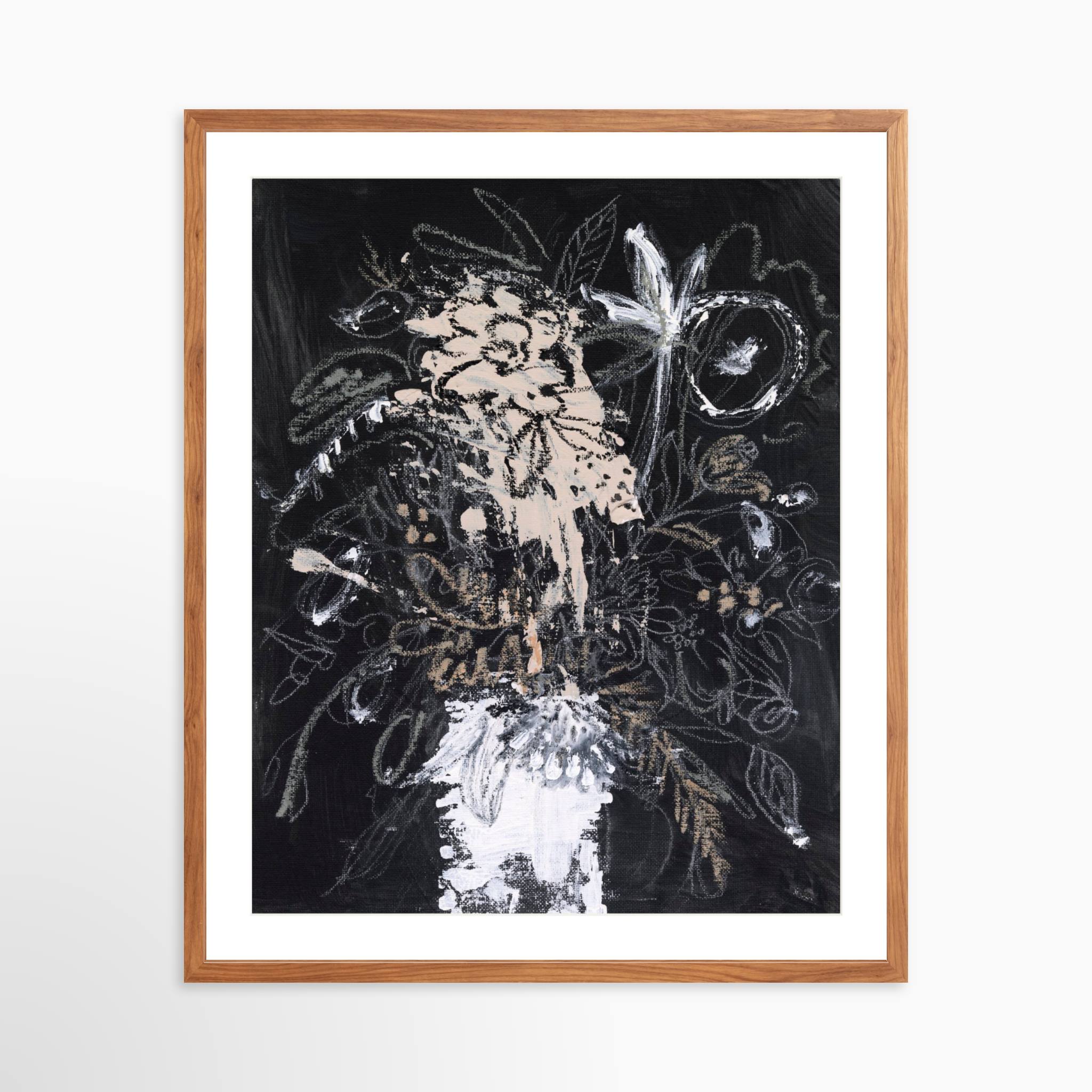 24x30 / Light Walnut Frame + White Mat