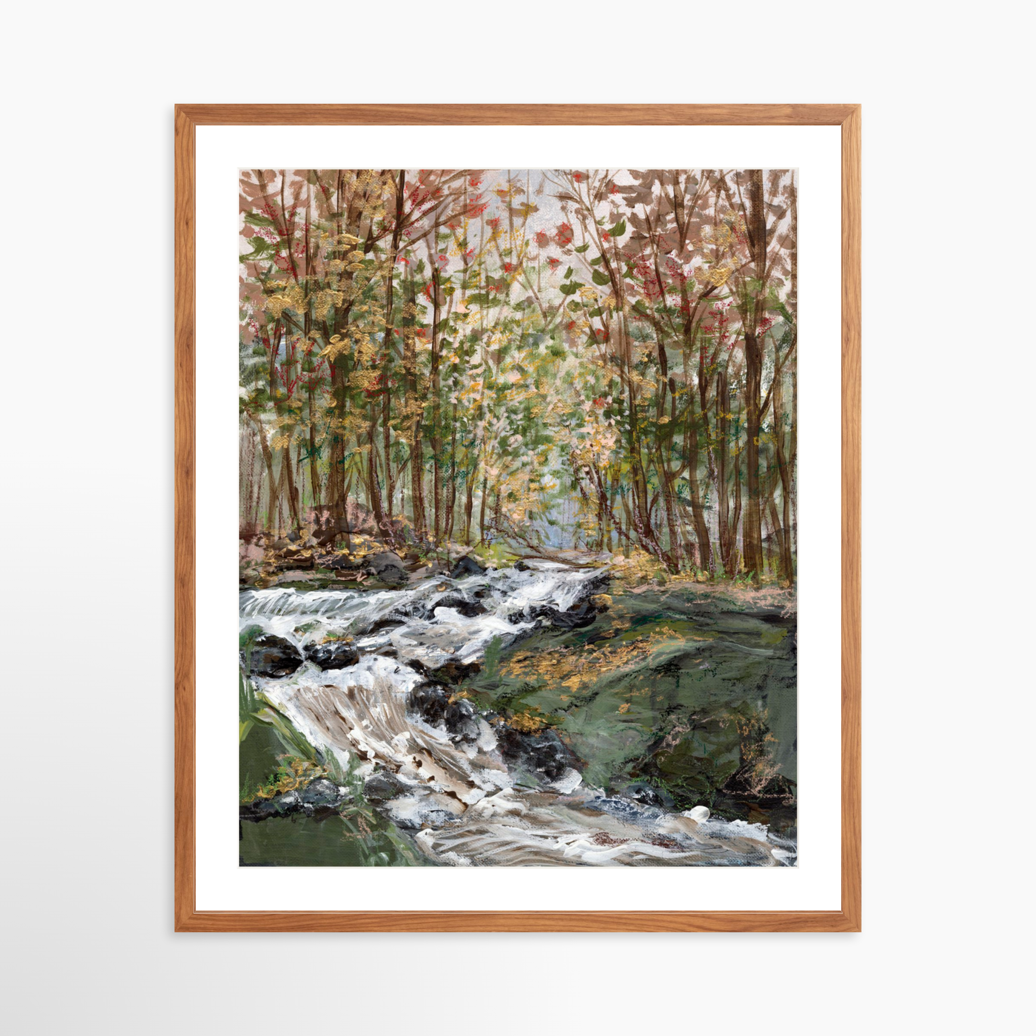 24x30 / Light Walnut Frame + White Mat