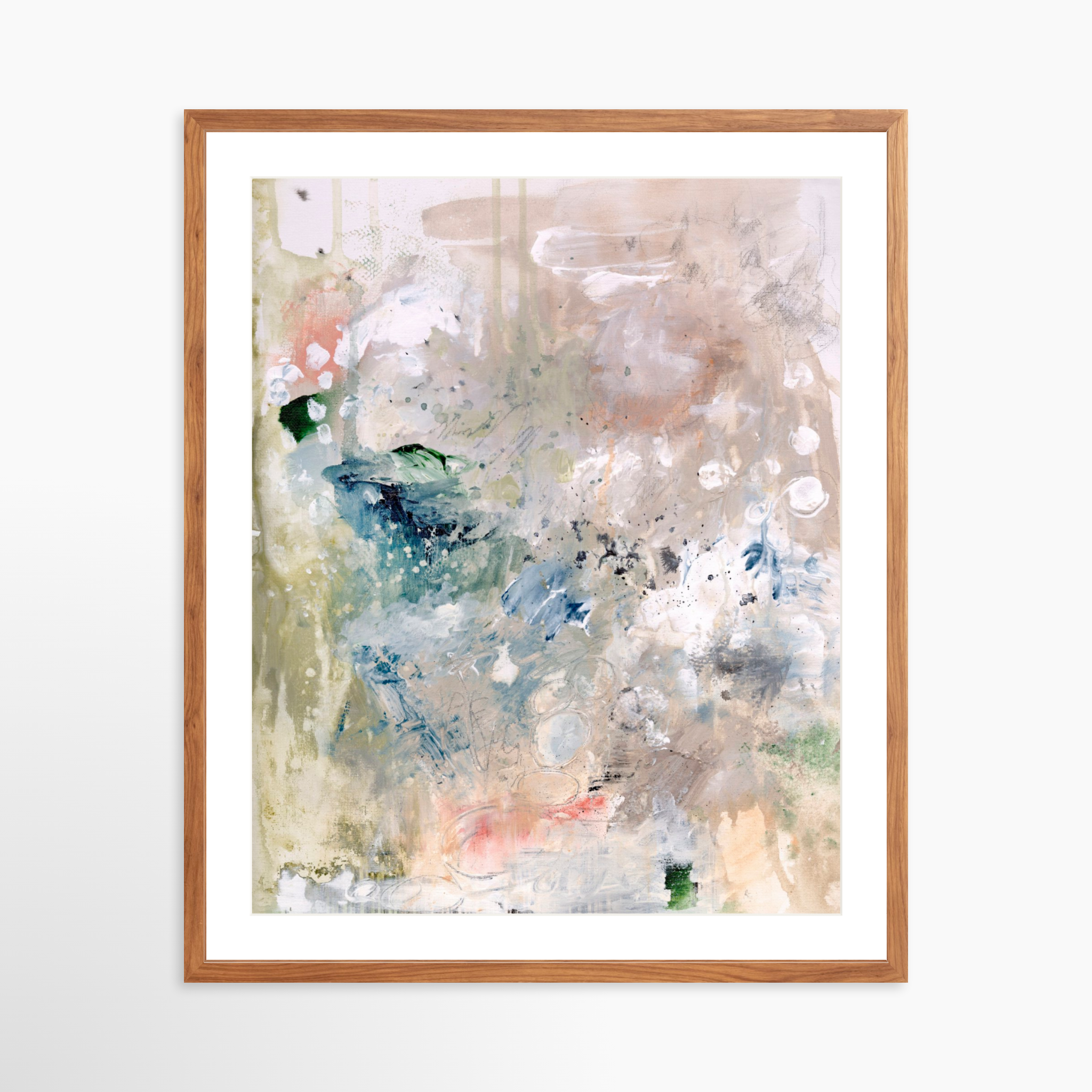 24x30 / Light Walnut Frame + White Mat