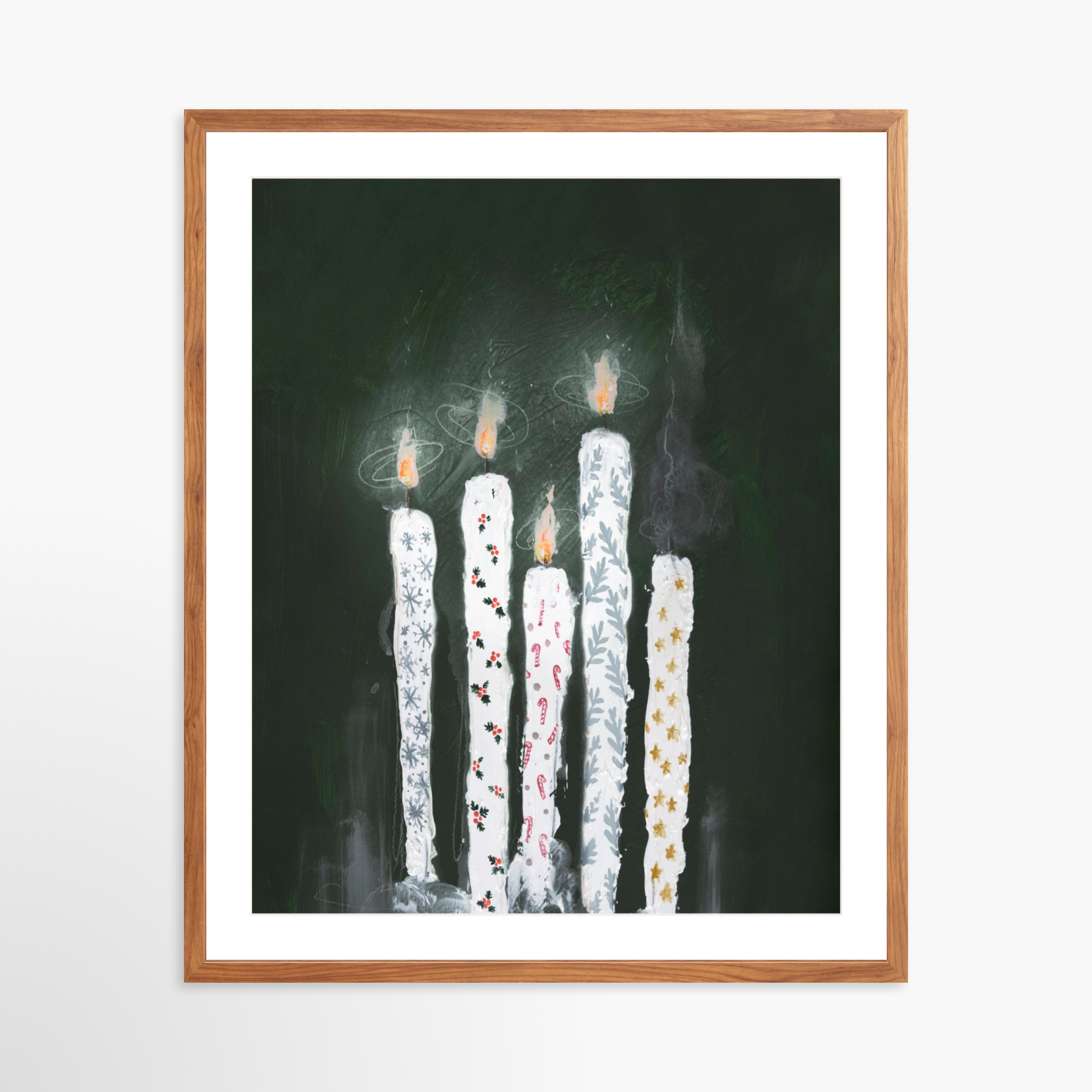 24x30 / Light Walnut Frame + White Mat