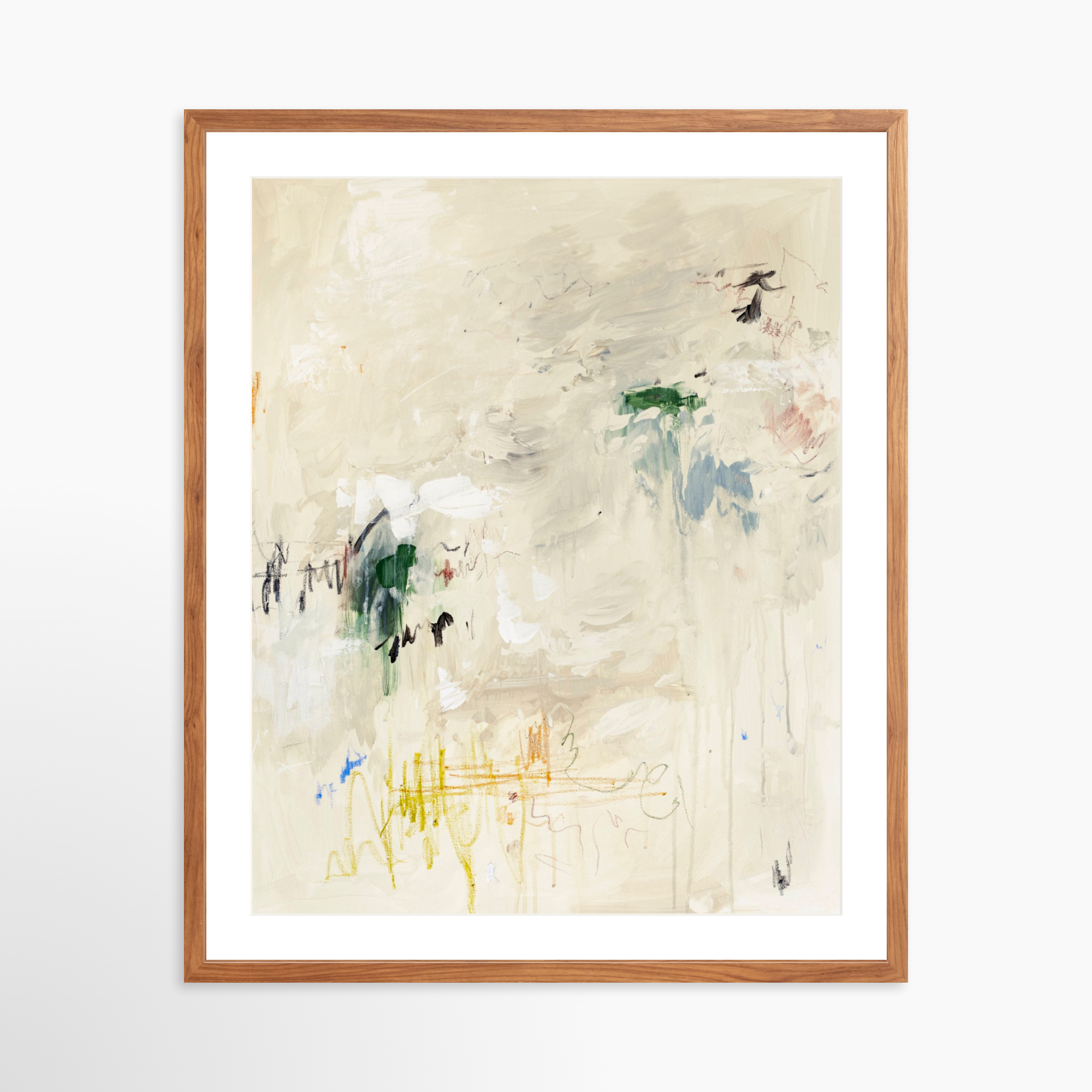 24x30 / Light Walnut Frame + White Mat