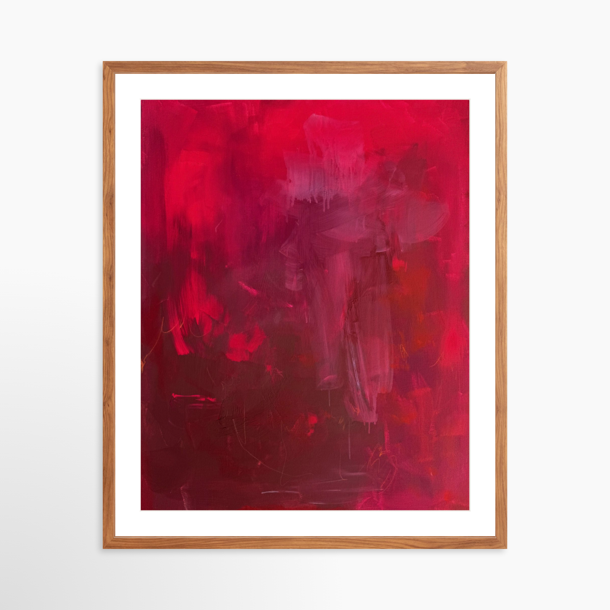 24x30 / Light Walnut Frame + White Mat