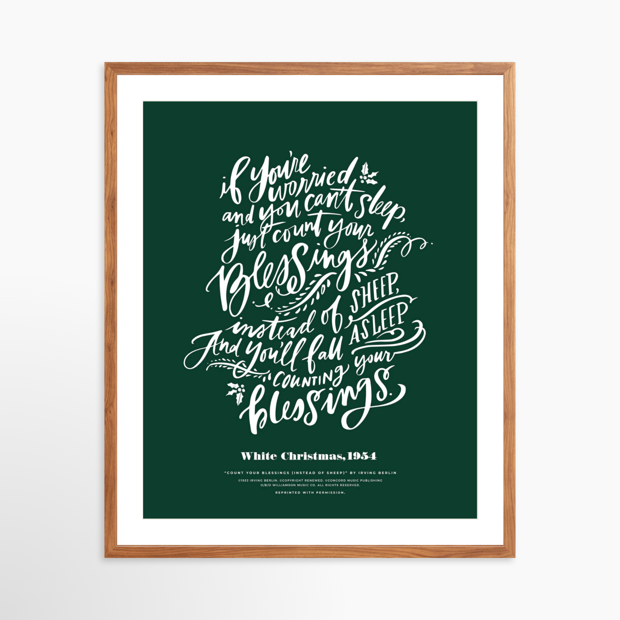 24x30 / Light Walnut Frame + White Mat