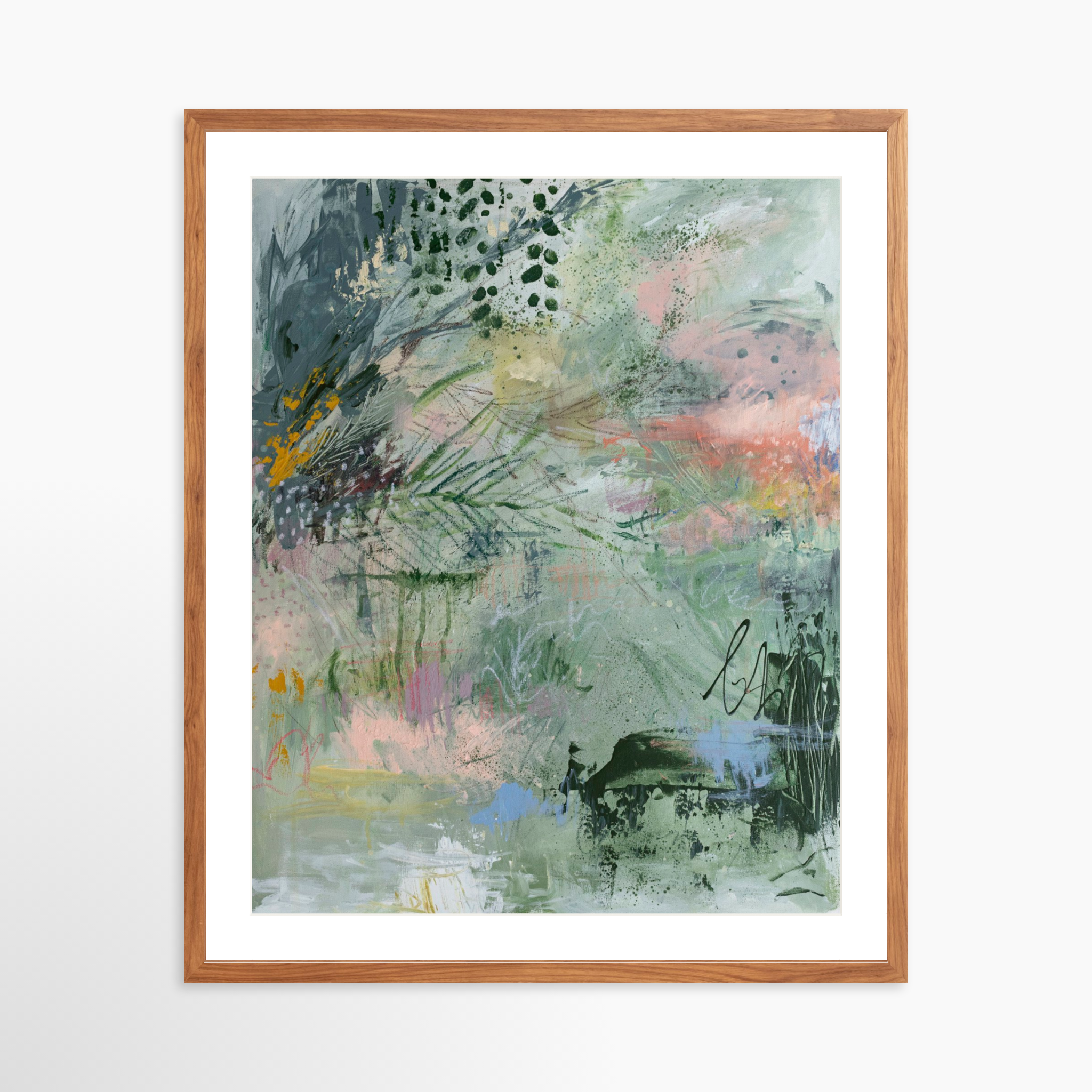 24x30 / Light Walnut Frame + White Mat