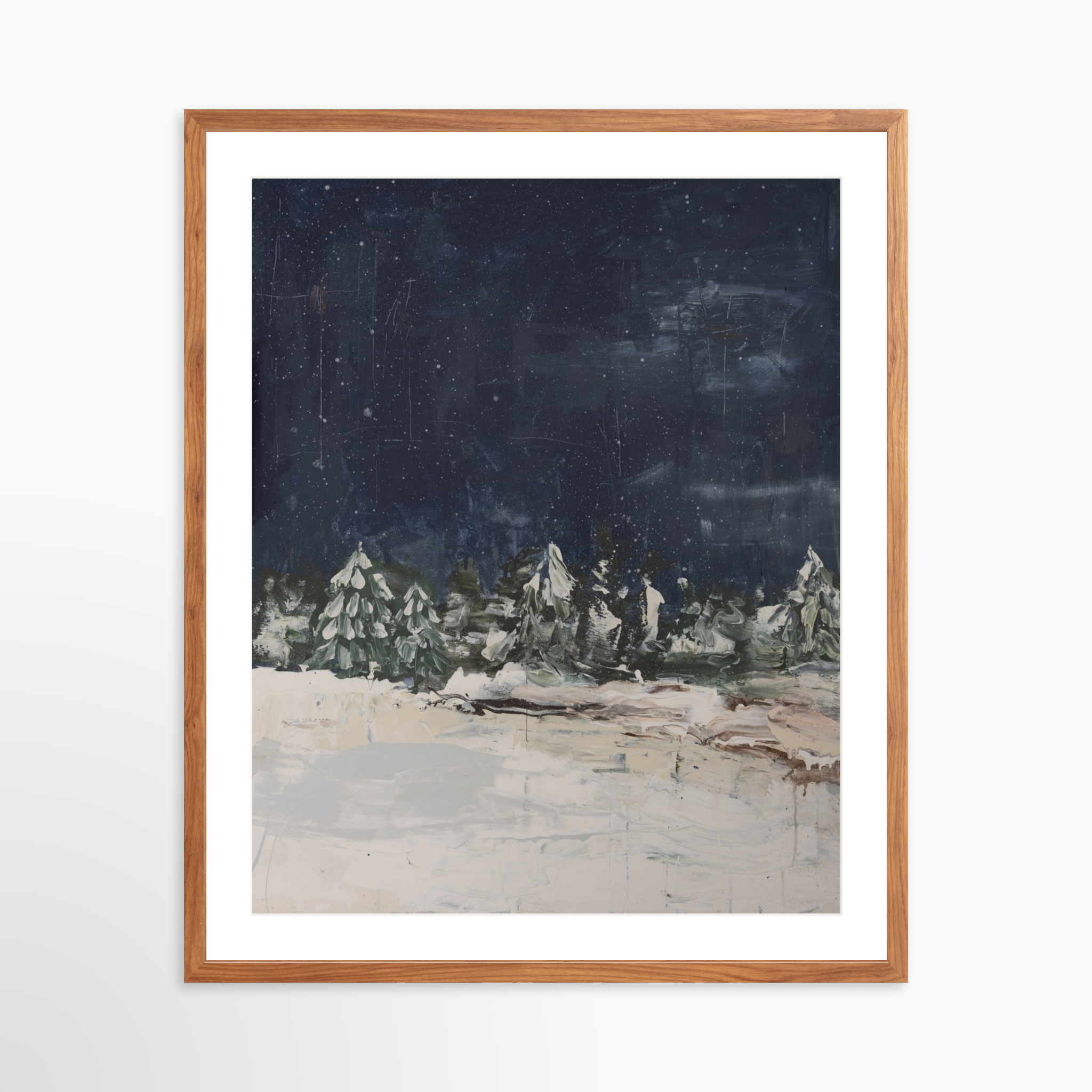 24x30 / Light Walnut Frame + White Mat