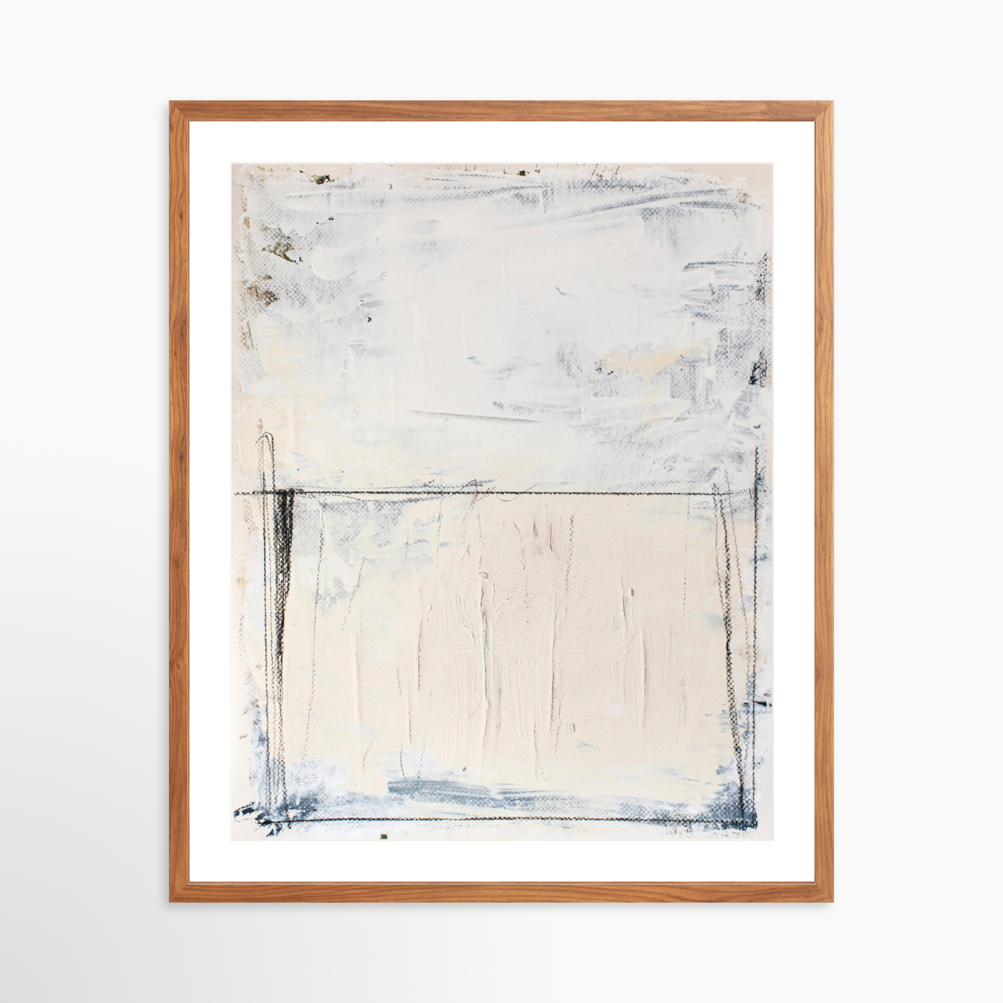 24x30 / Light Walnut Frame + White Mat