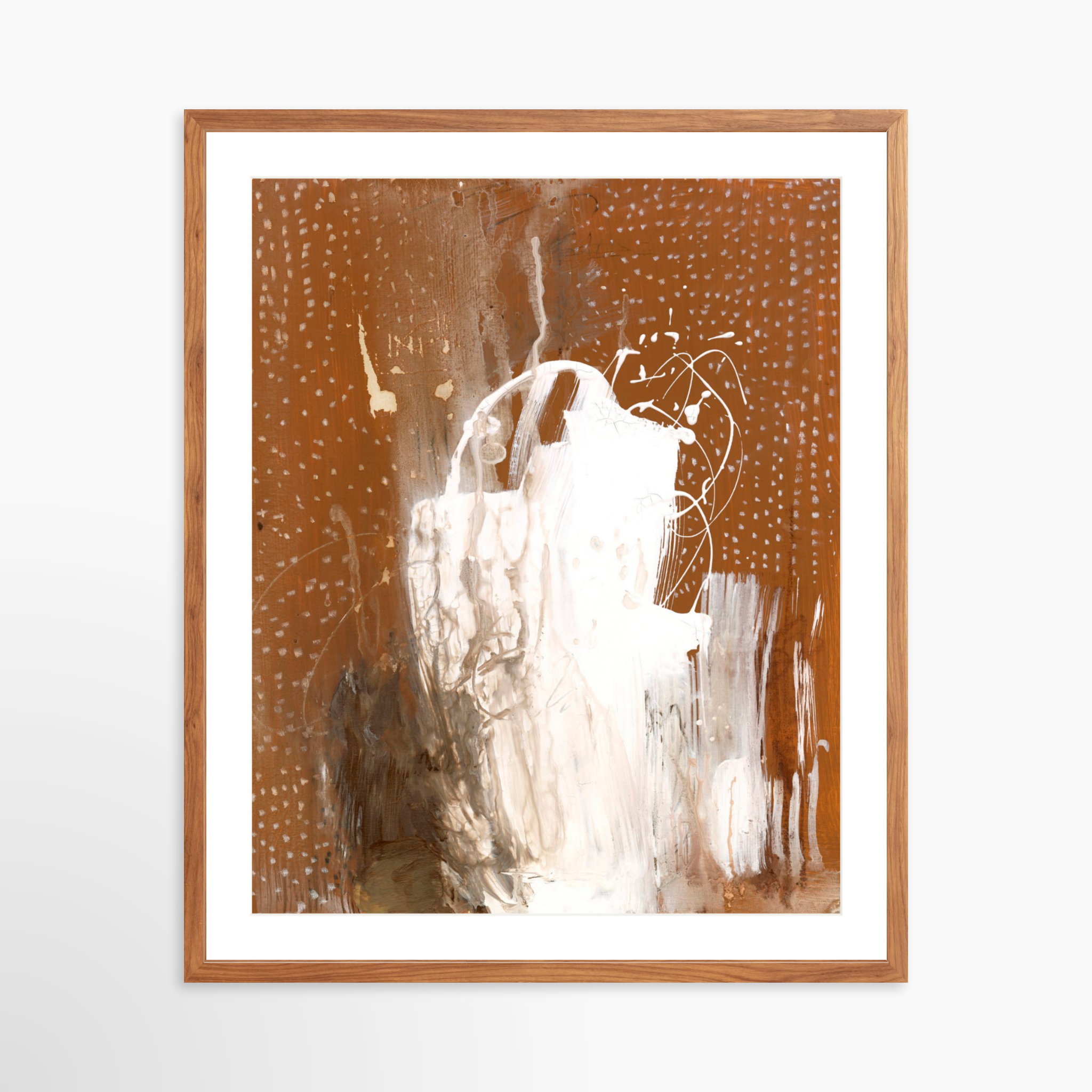 24x30 / Light Walnut Frame + White Mat