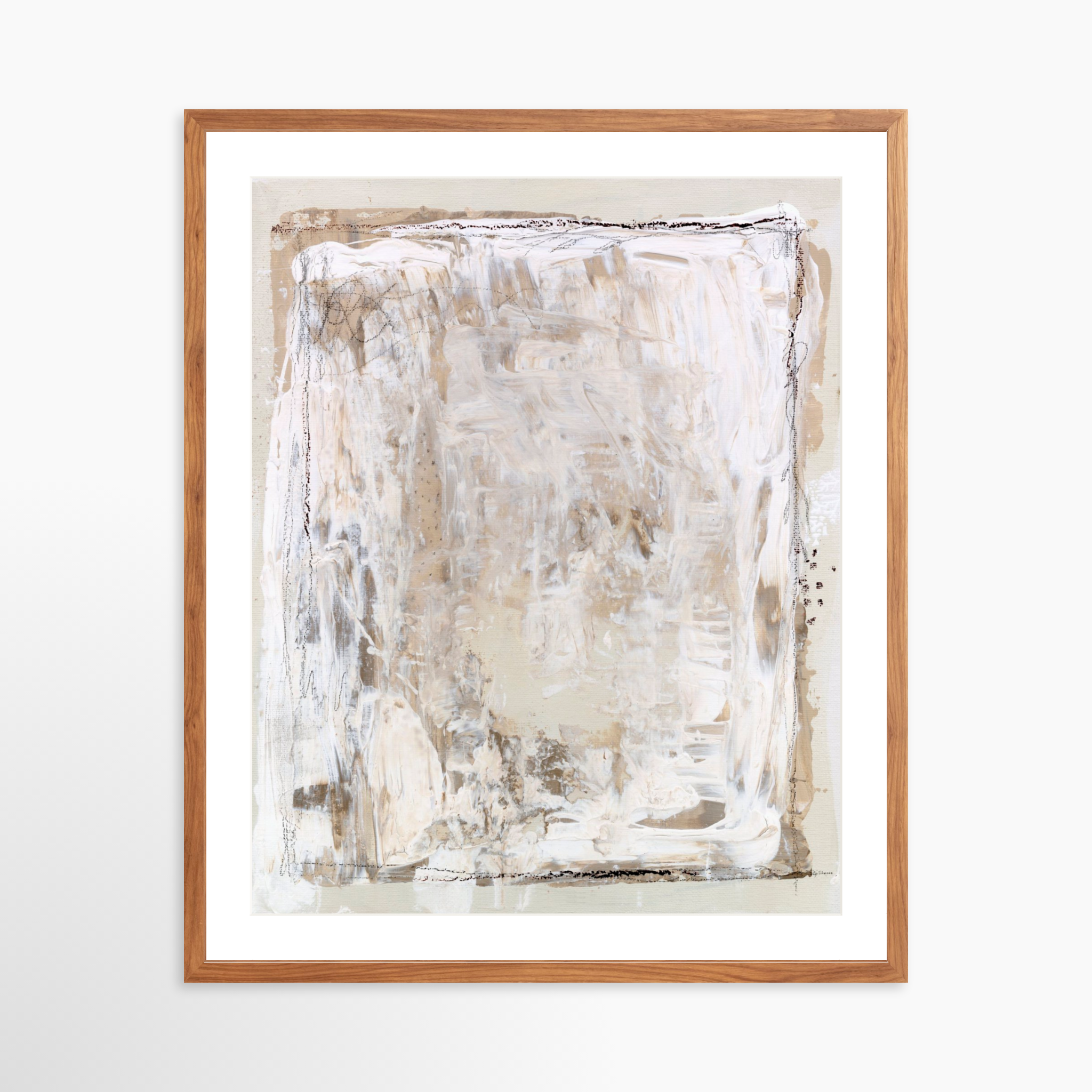 24x30 / Light Walnut Frame + White Mat