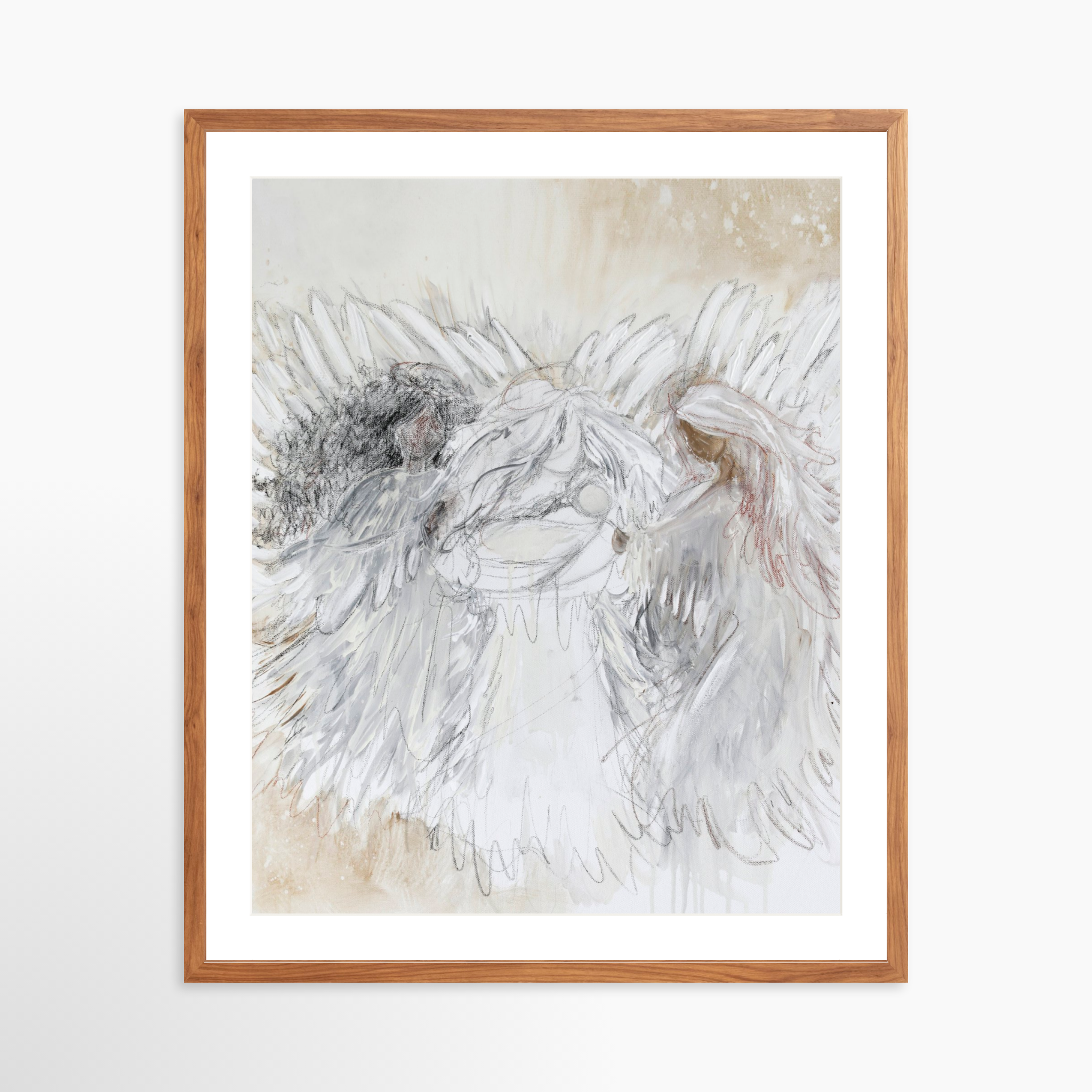 24x30 / Light Walnut Frame + White Mat
