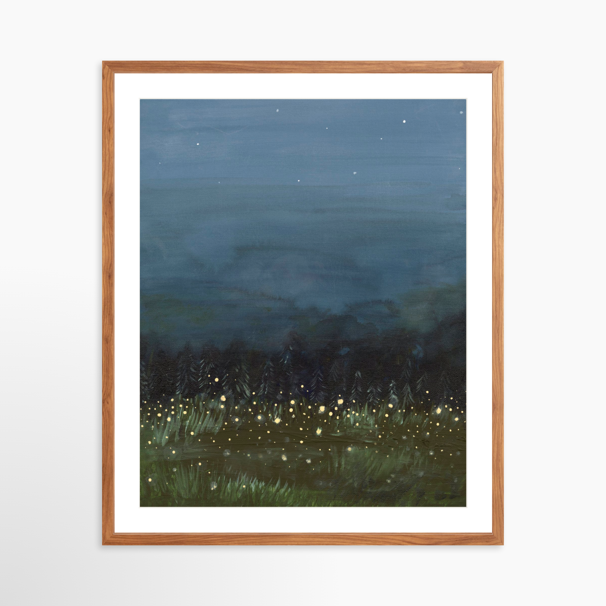 24x30 / Light Walnut Frame + White Mat