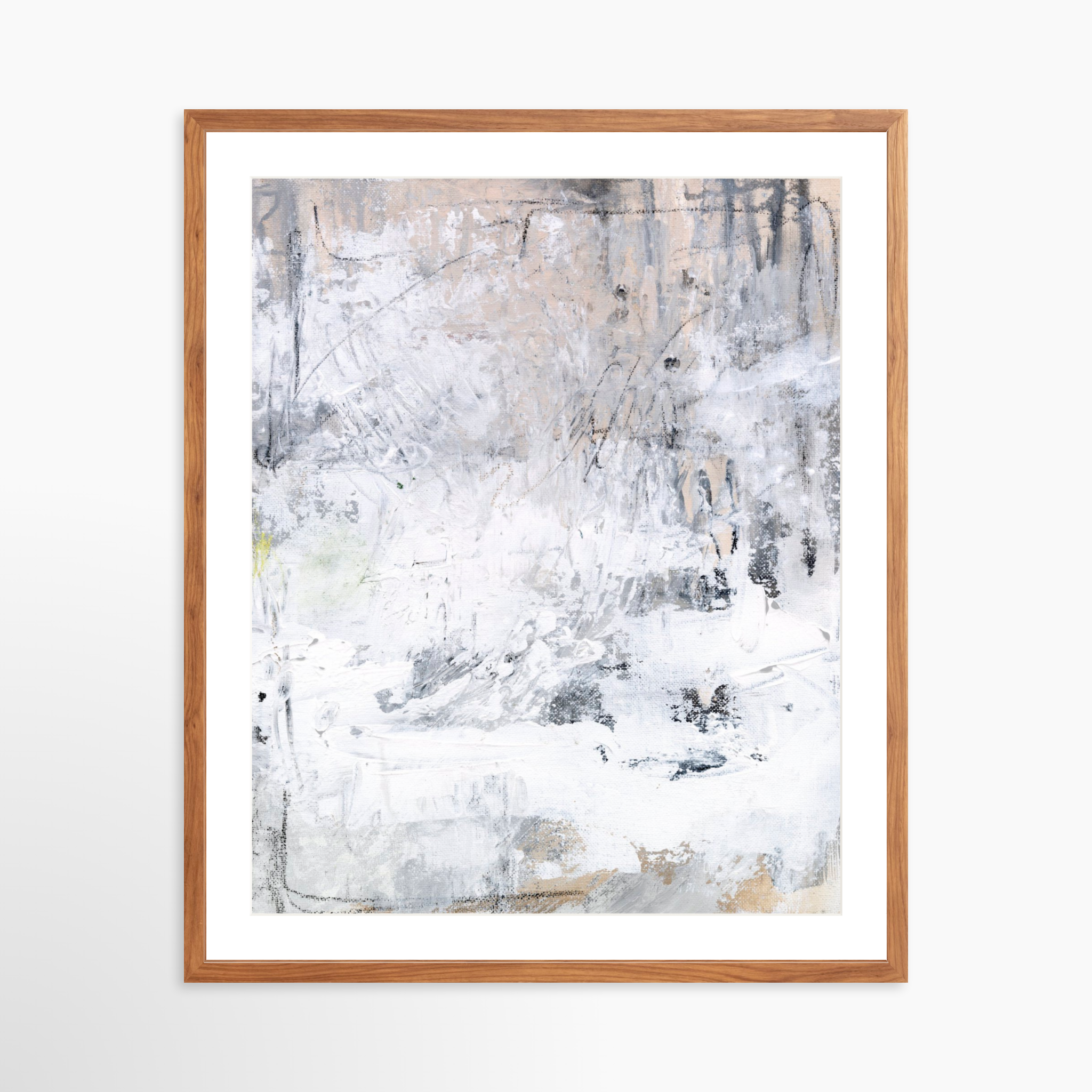 24x30 / Light Walnut Frame + White Mat