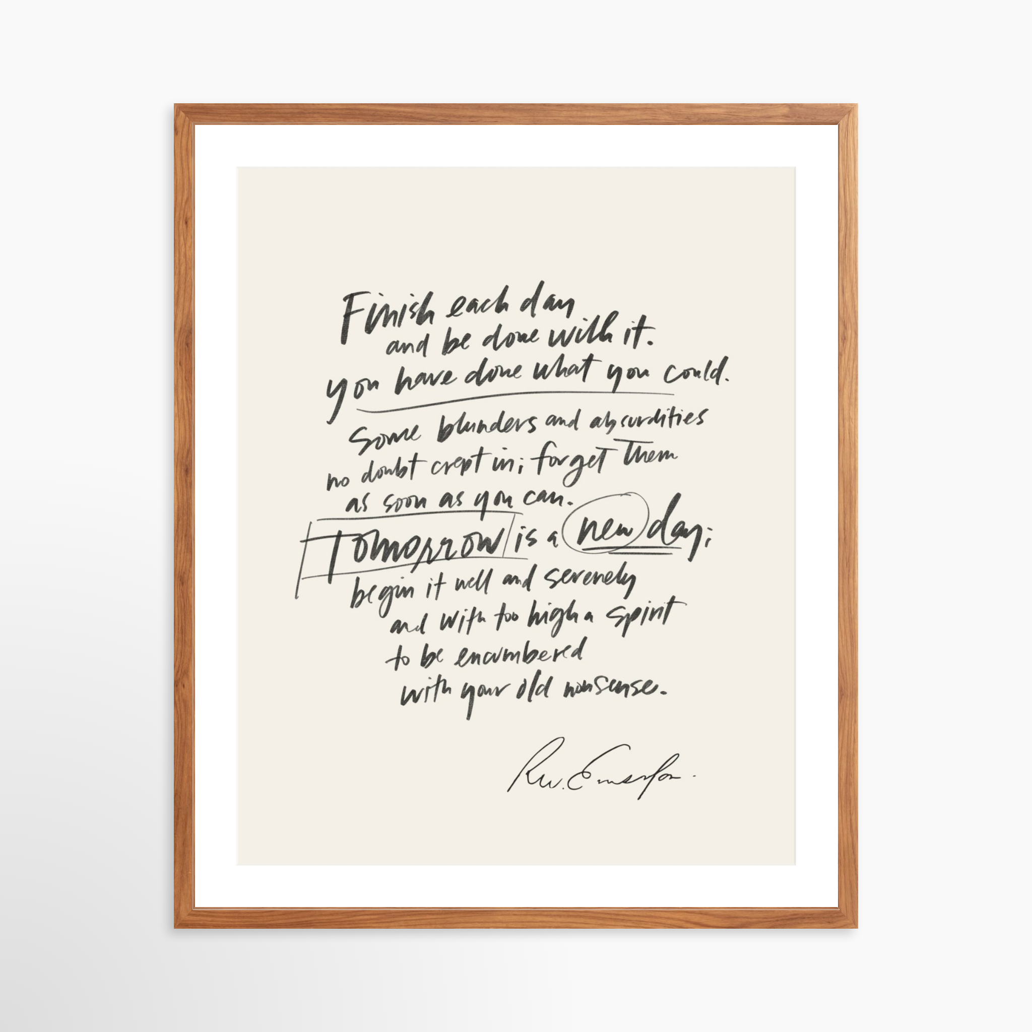 24x30 / Light Walnut Frame + White Mat