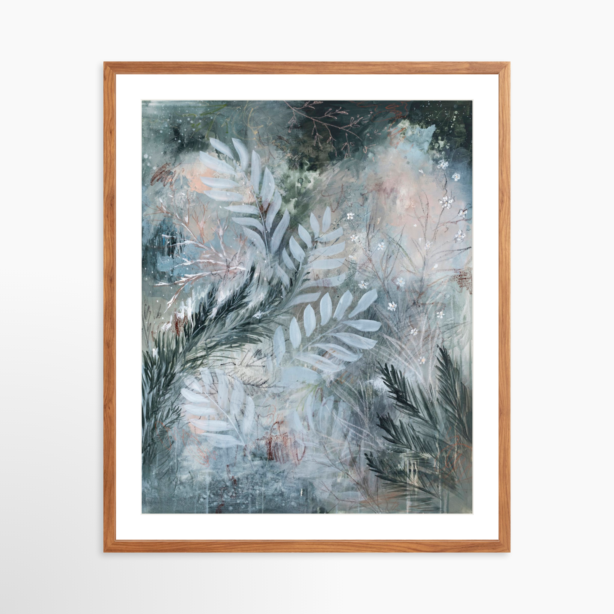 24x30 / Light Walnut Frame + White Mat
