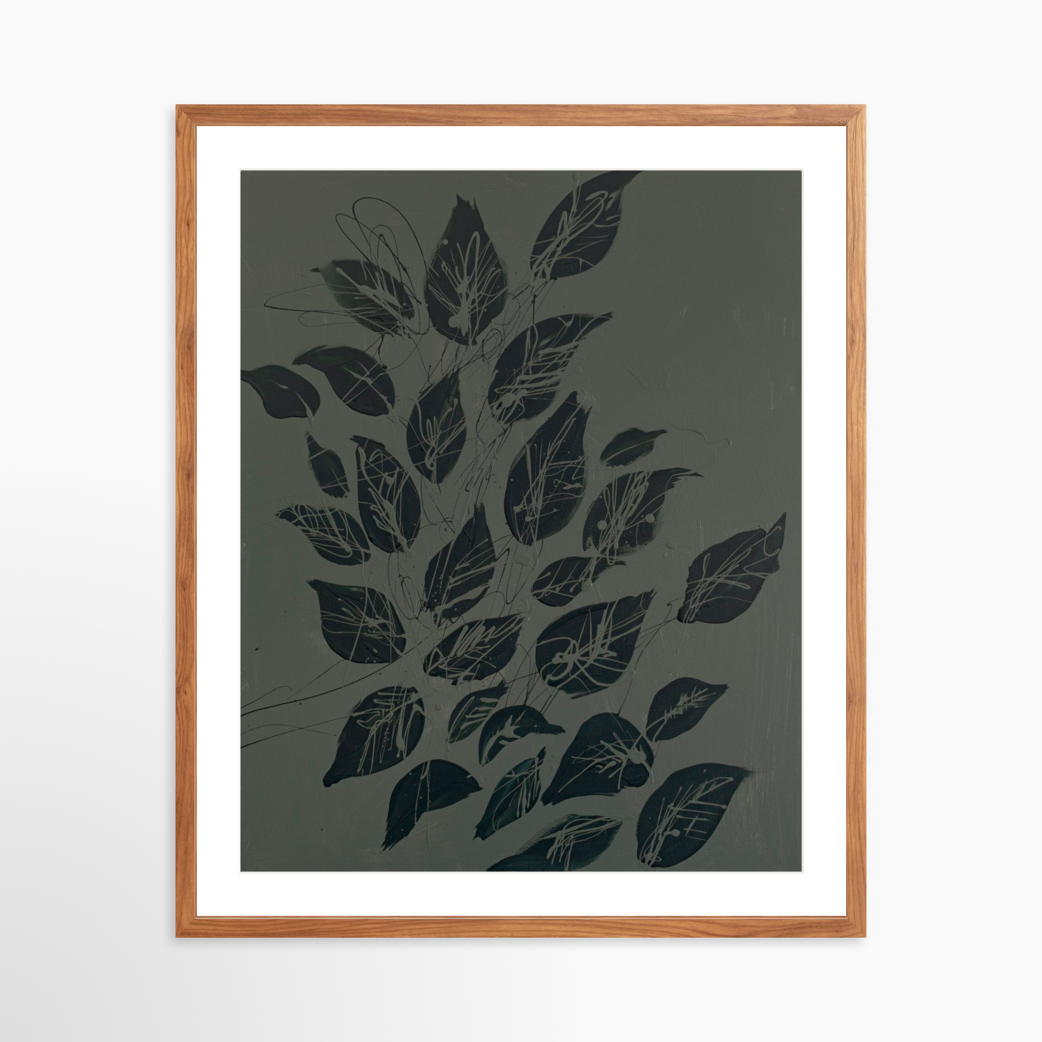 24x30 / Light Walnut Frame + White Mat